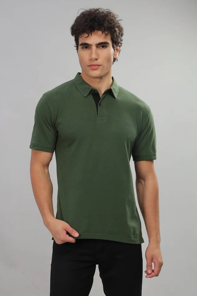 Olive polo – Pure cotton
