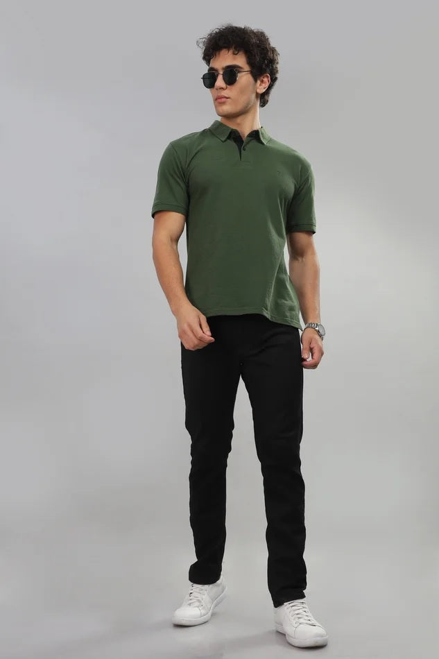 Olive polo – Pure cotton