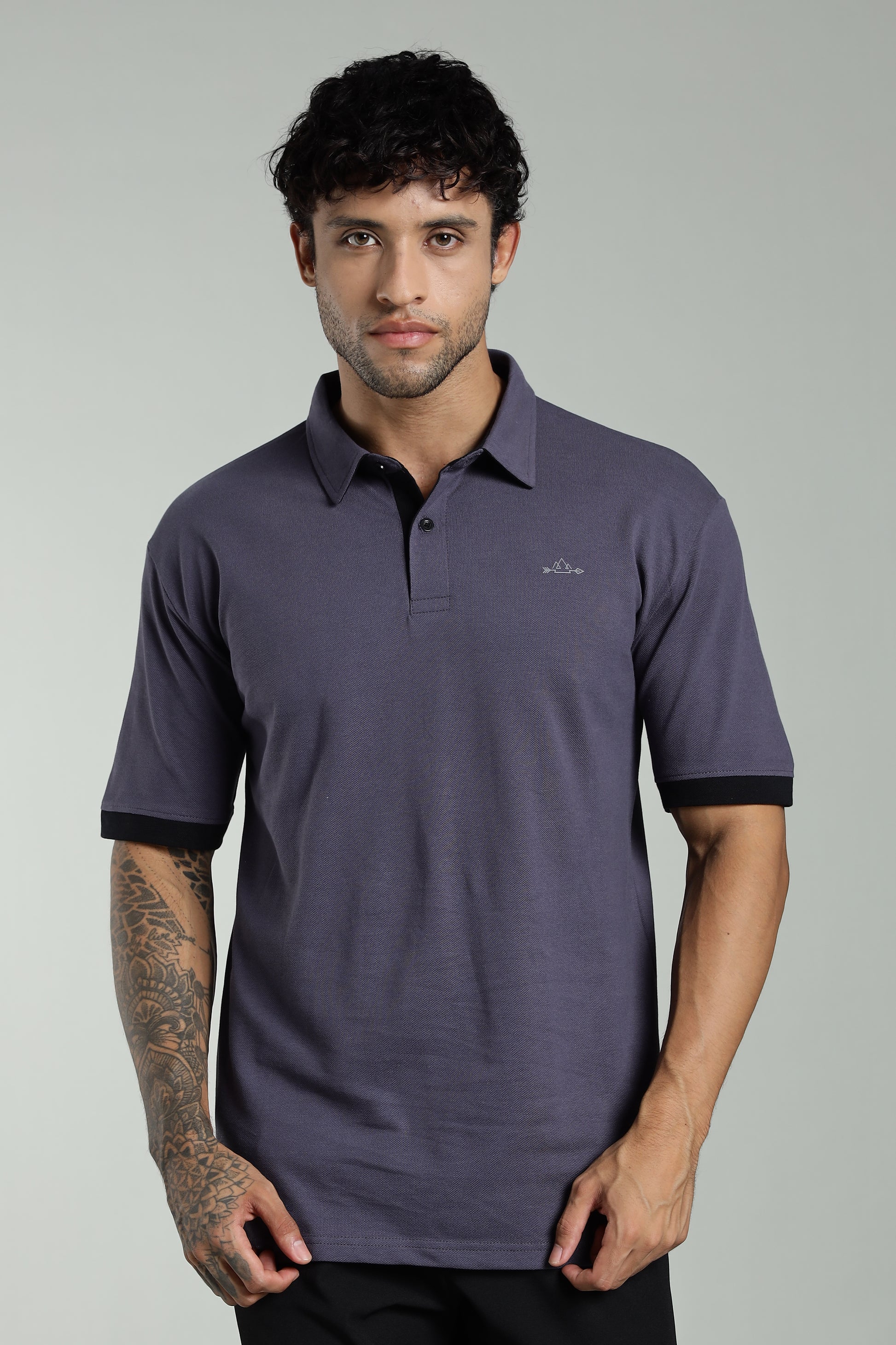 Darkgrey Cotton Polo T-Shirt