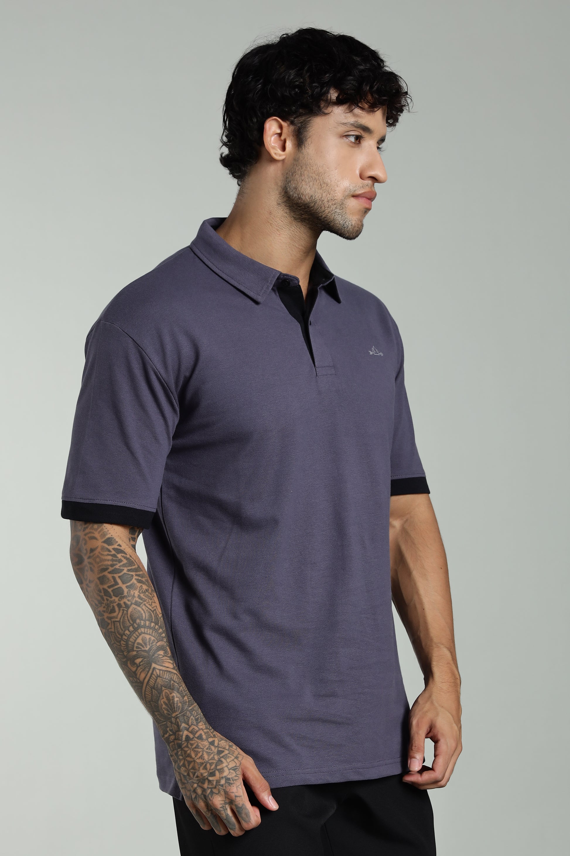 Darkgrey Cotton Polo T-Shirt