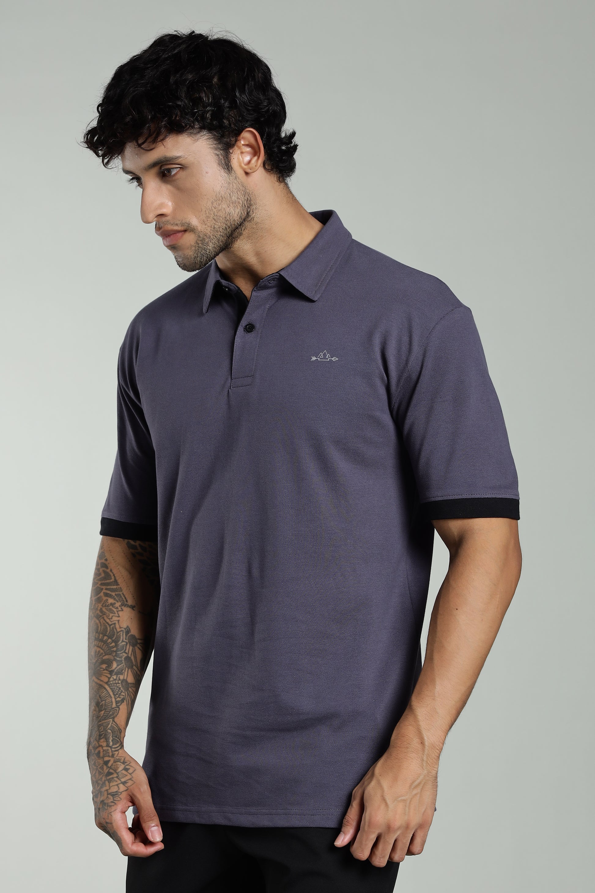 Darkgrey Cotton Polo T-Shirt