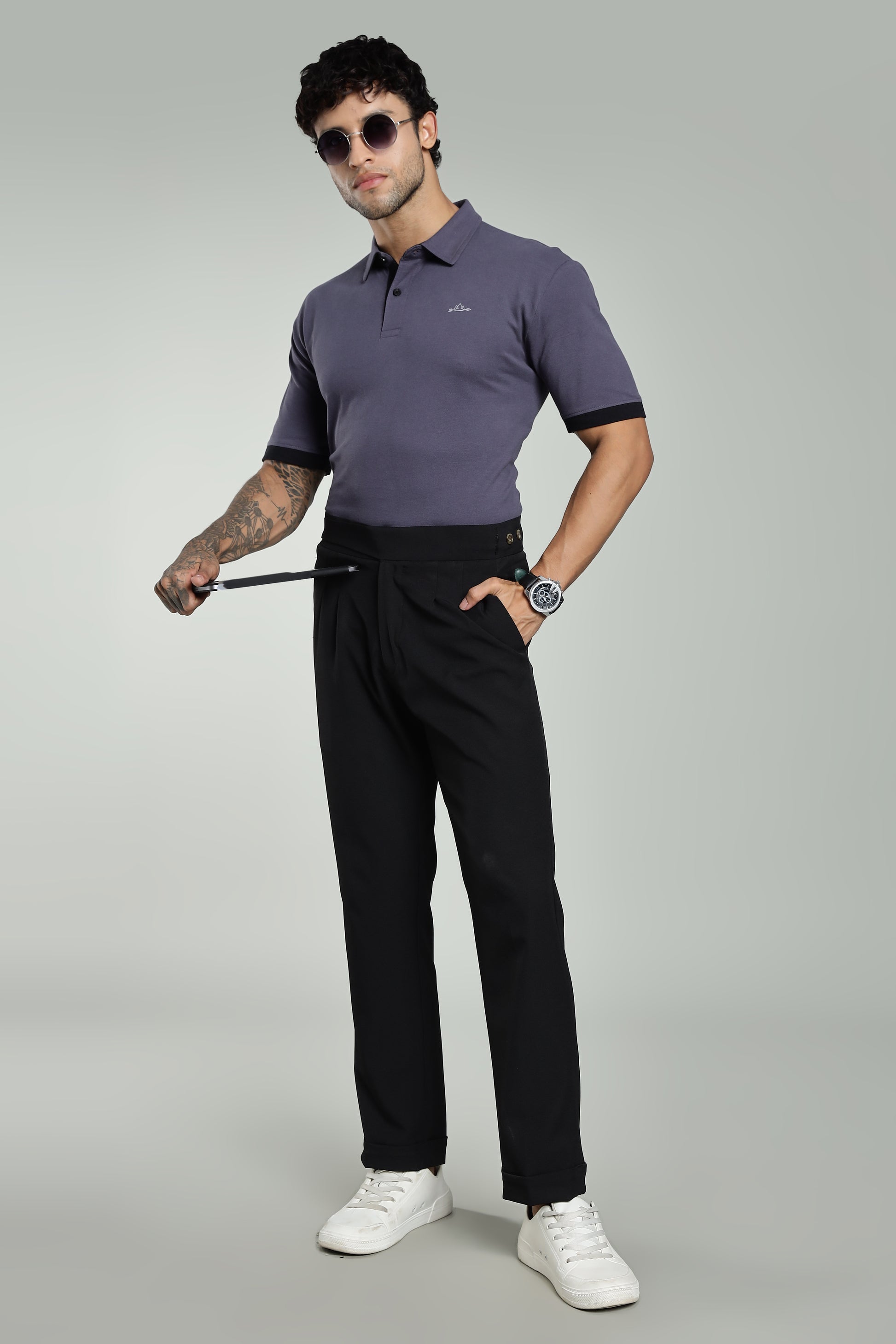 Darkgrey Cotton Polo T-Shirt