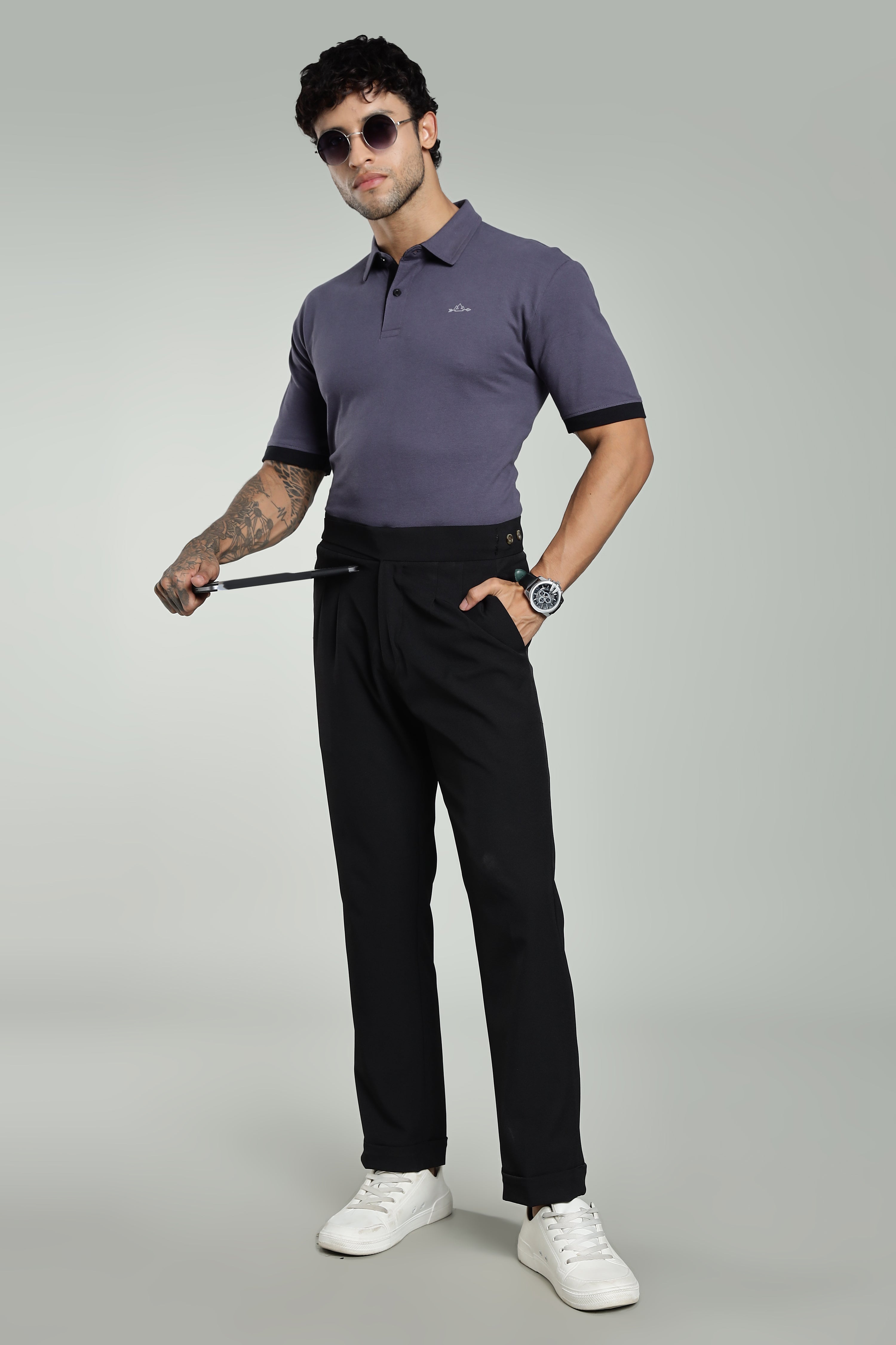 Darkgrey Cotton Polo T-Shirt