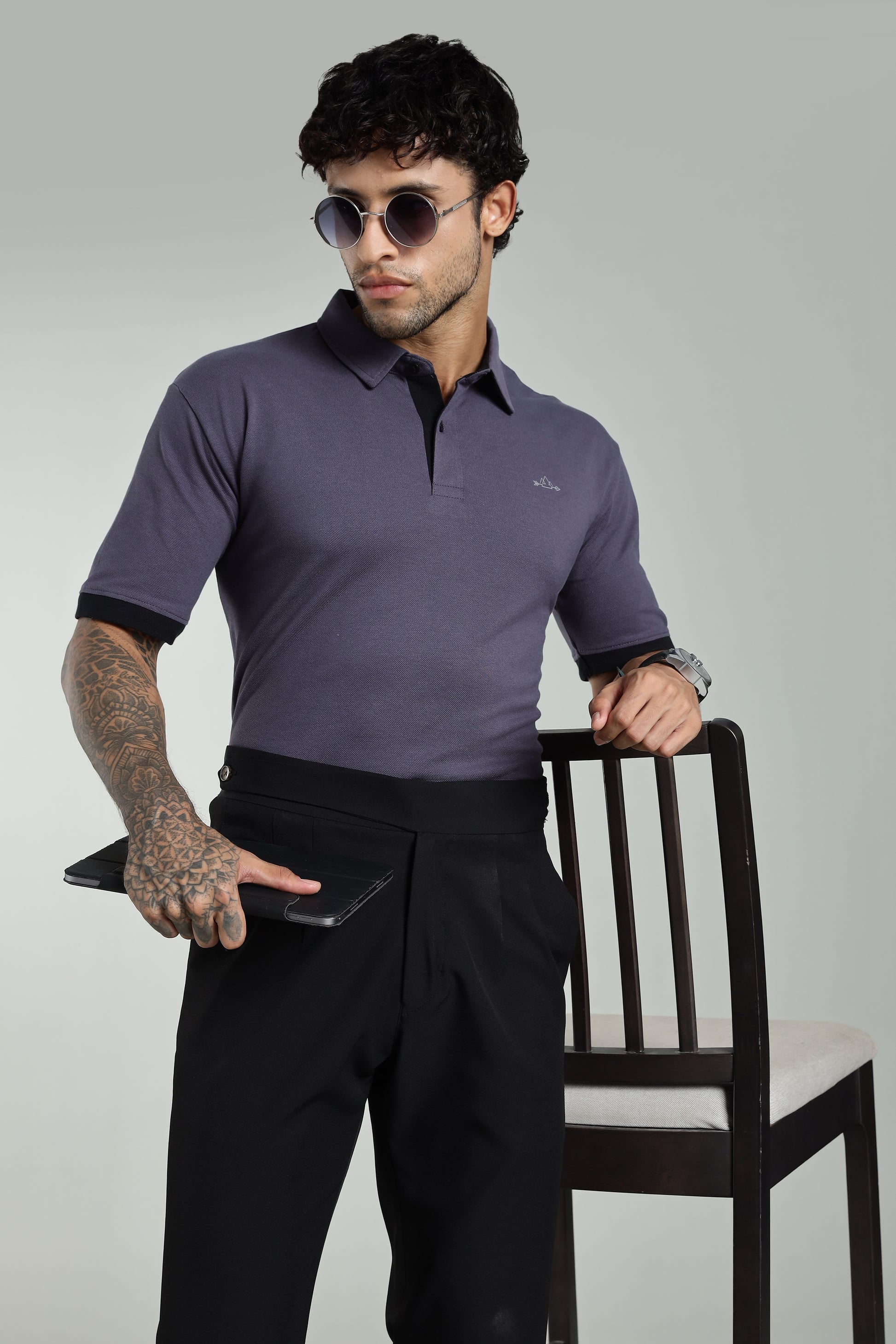 Darkgrey Cotton Polo T-Shirt