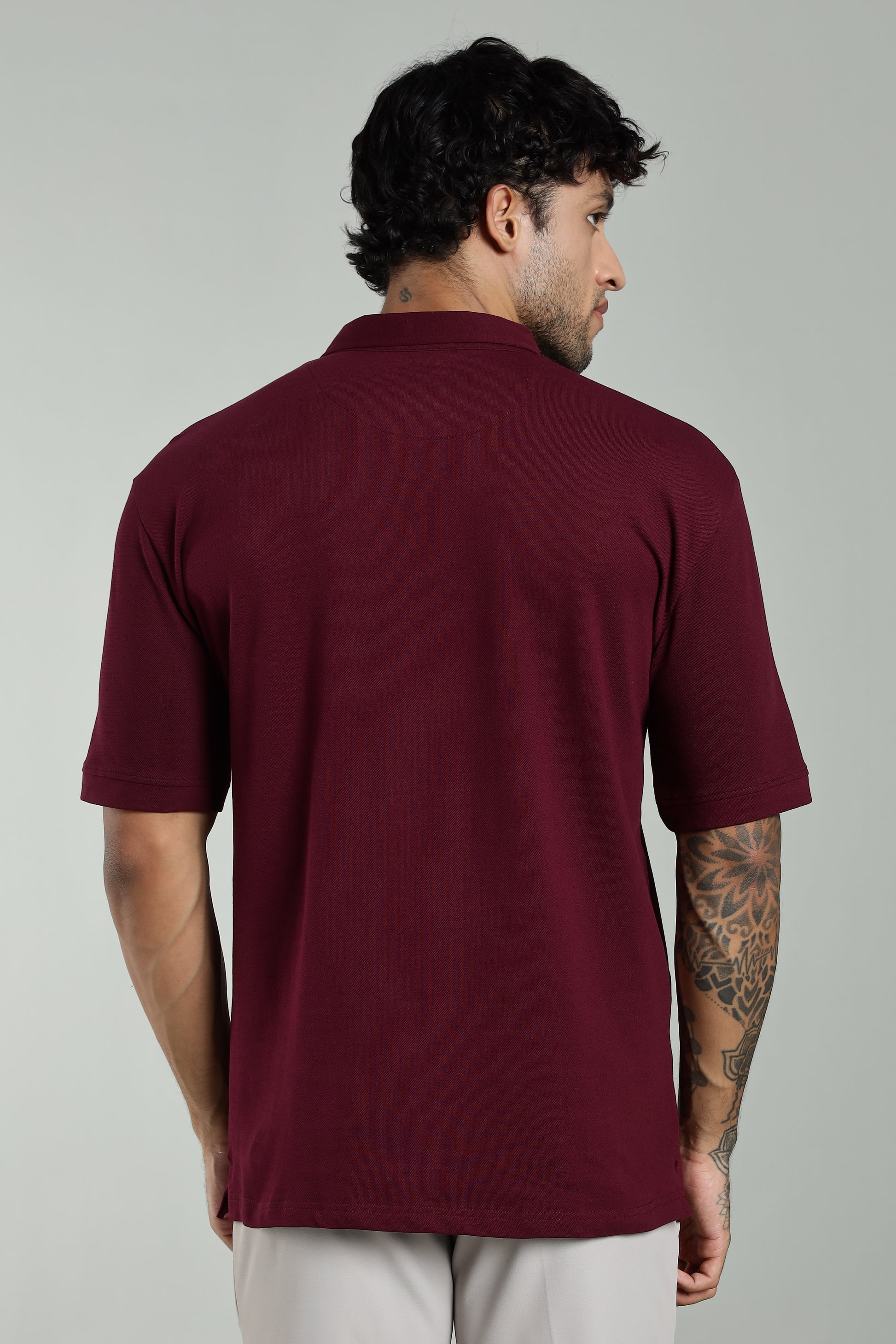 Burgundy Cotton Polo T-Shirt
