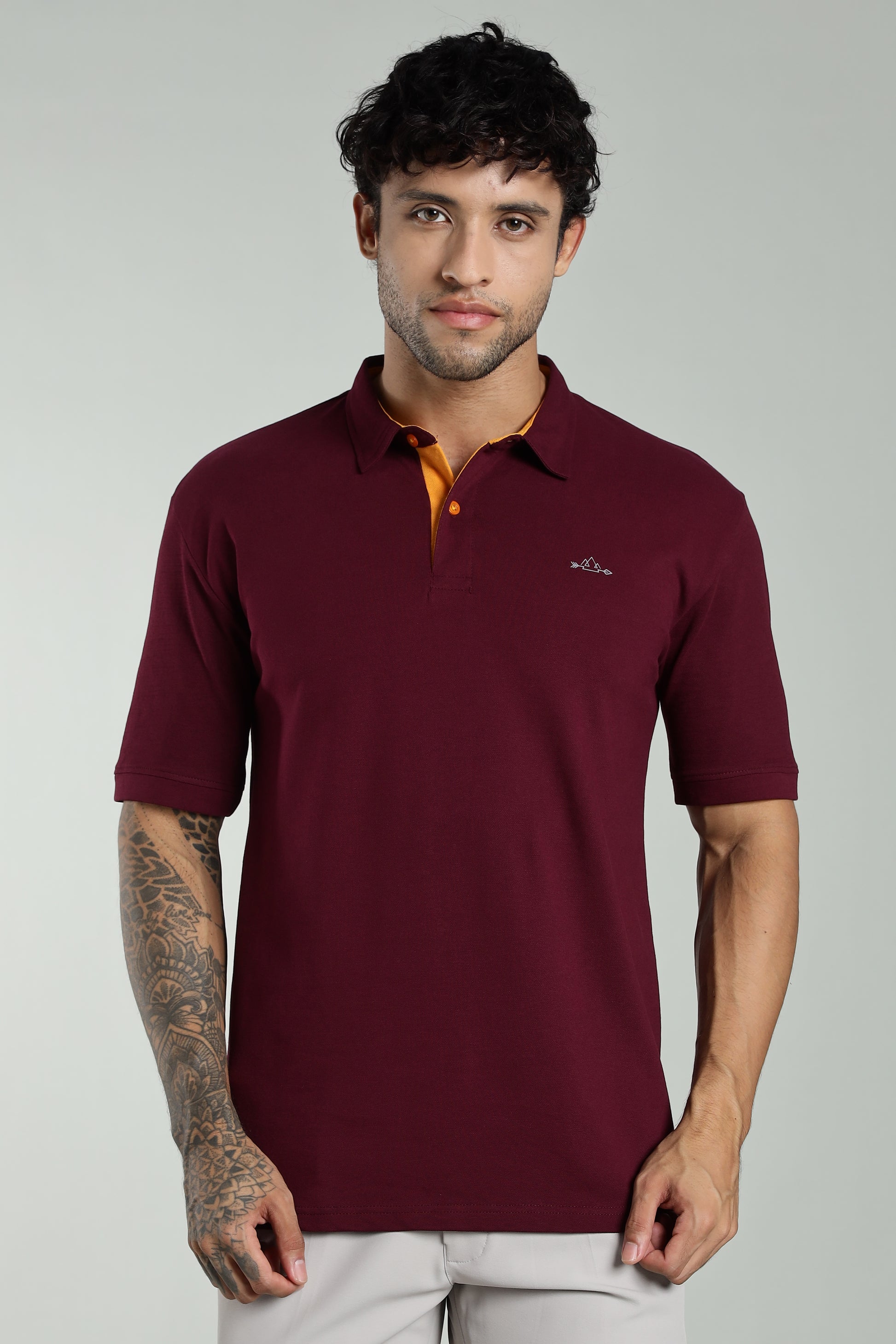 Burgundy Cotton Polo T-Shirt