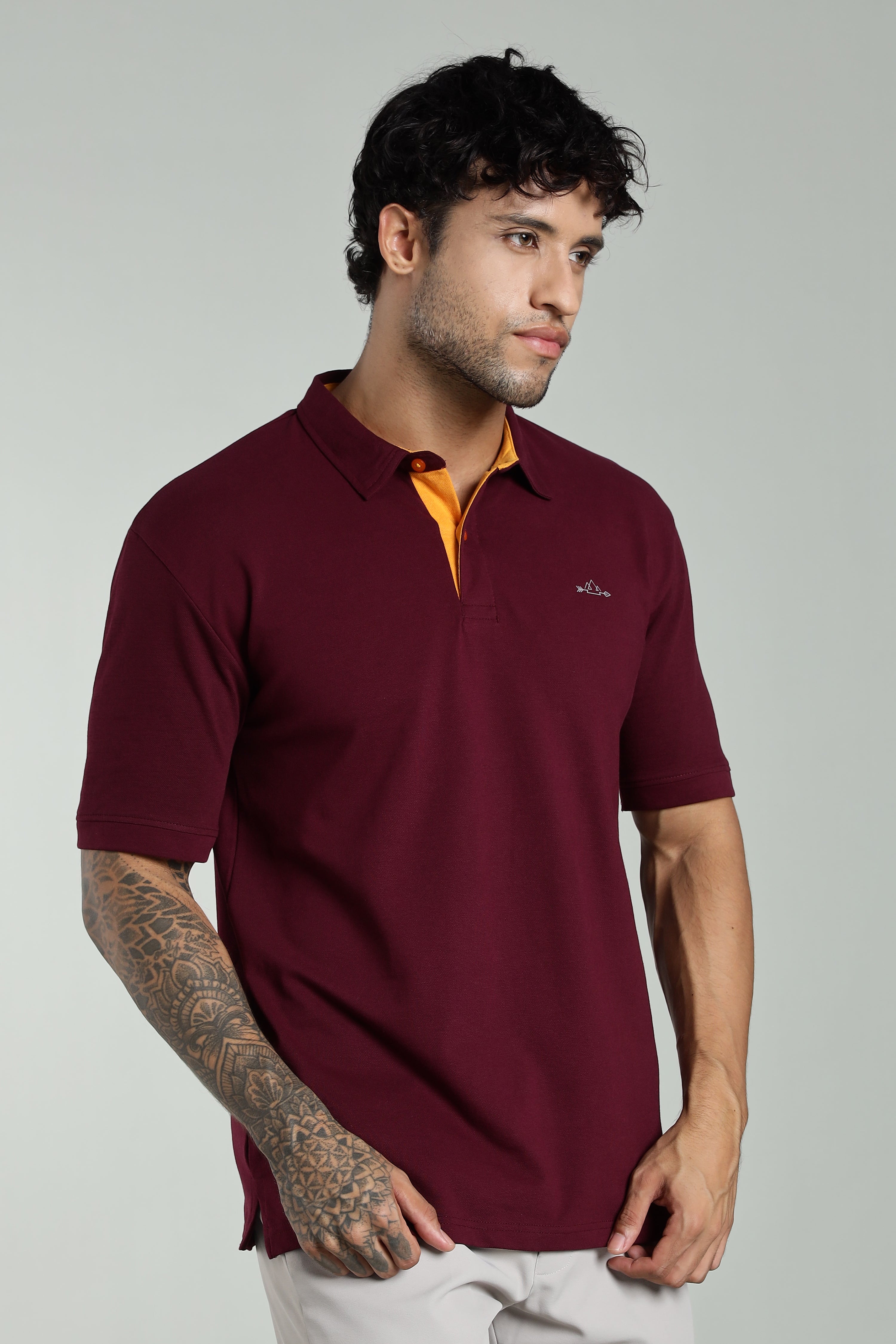Burgundy Cotton Polo T-Shirt