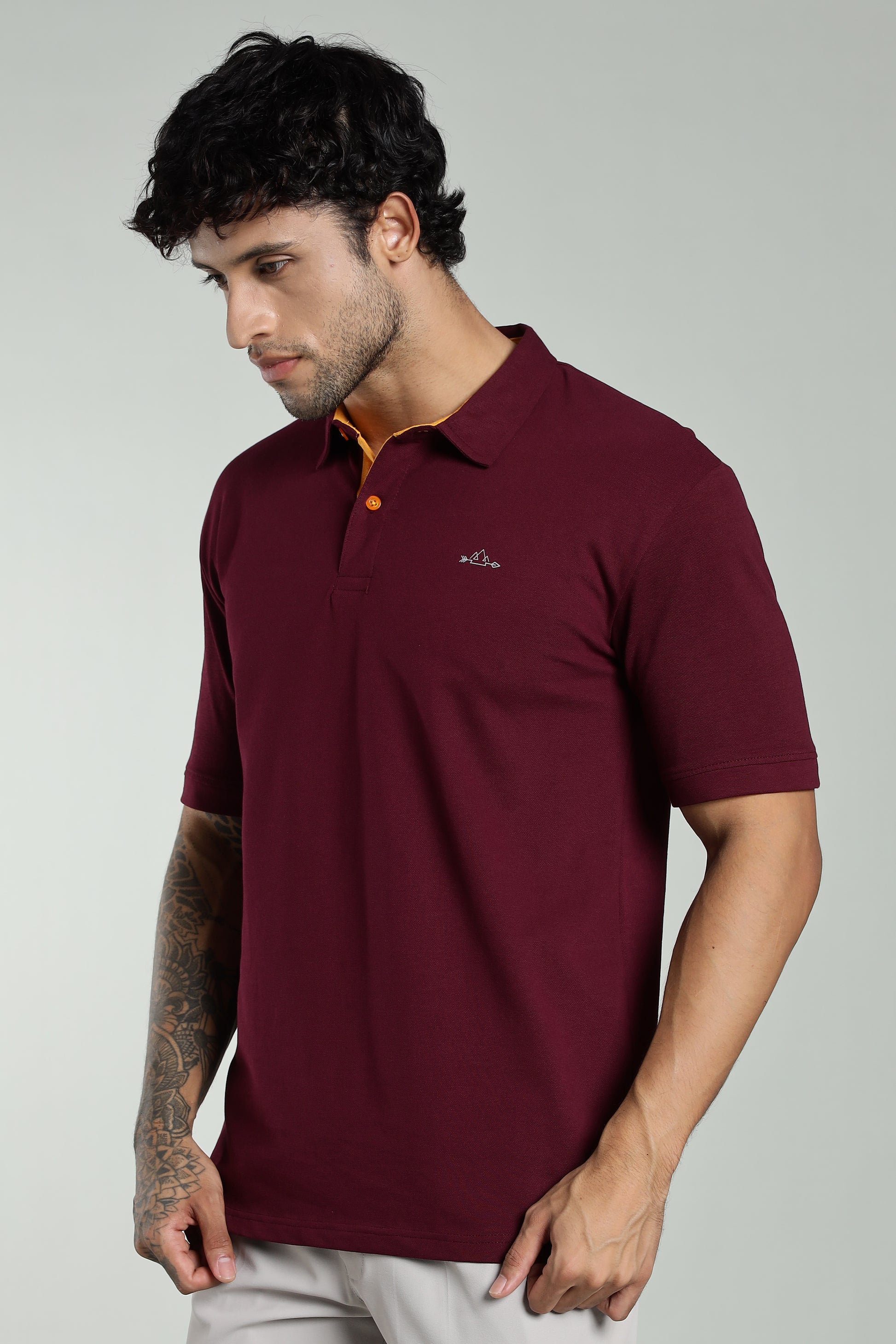 Burgundy Cotton Polo T-Shirt