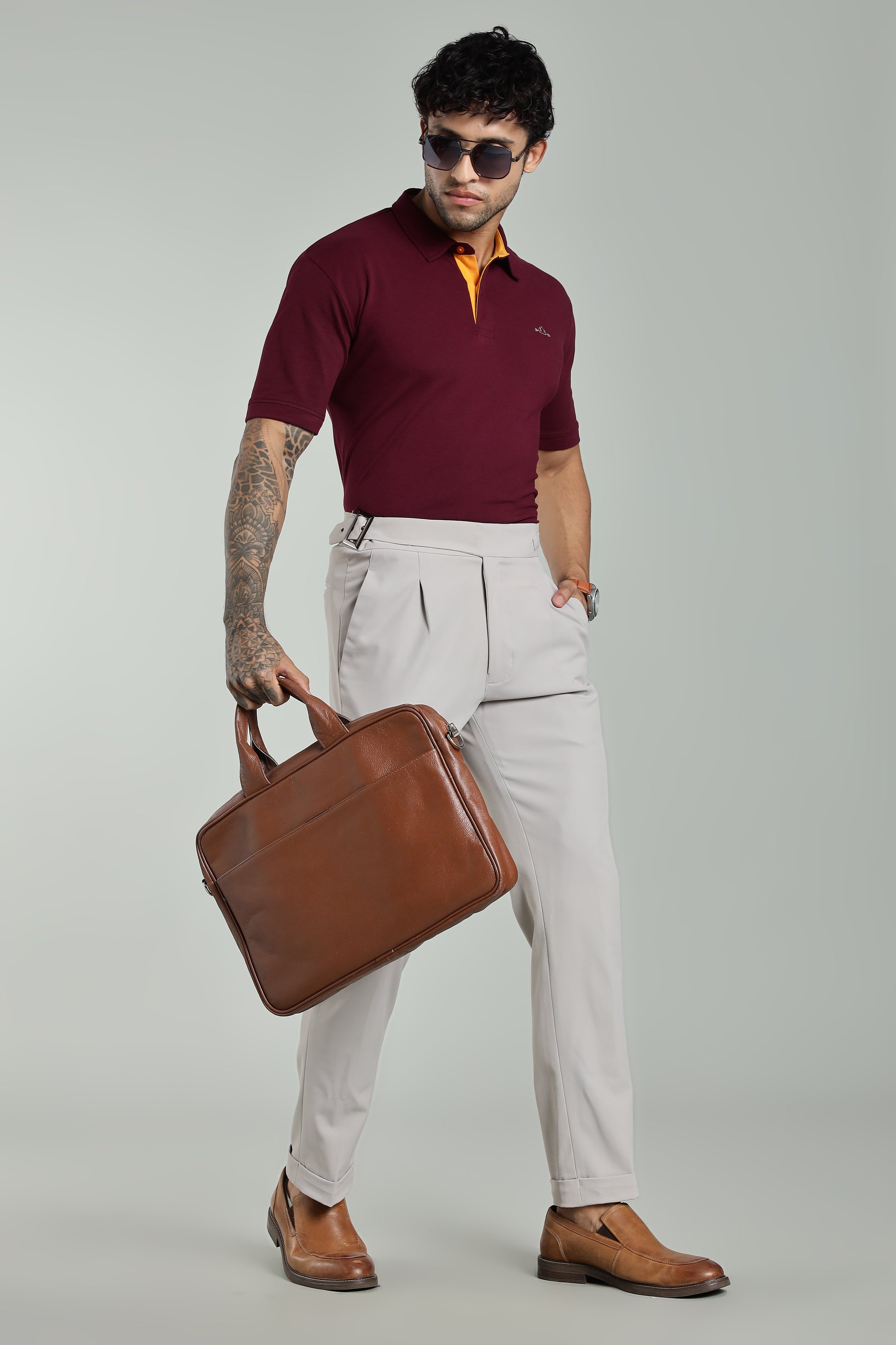 Burgundy Cotton Polo T-Shirt