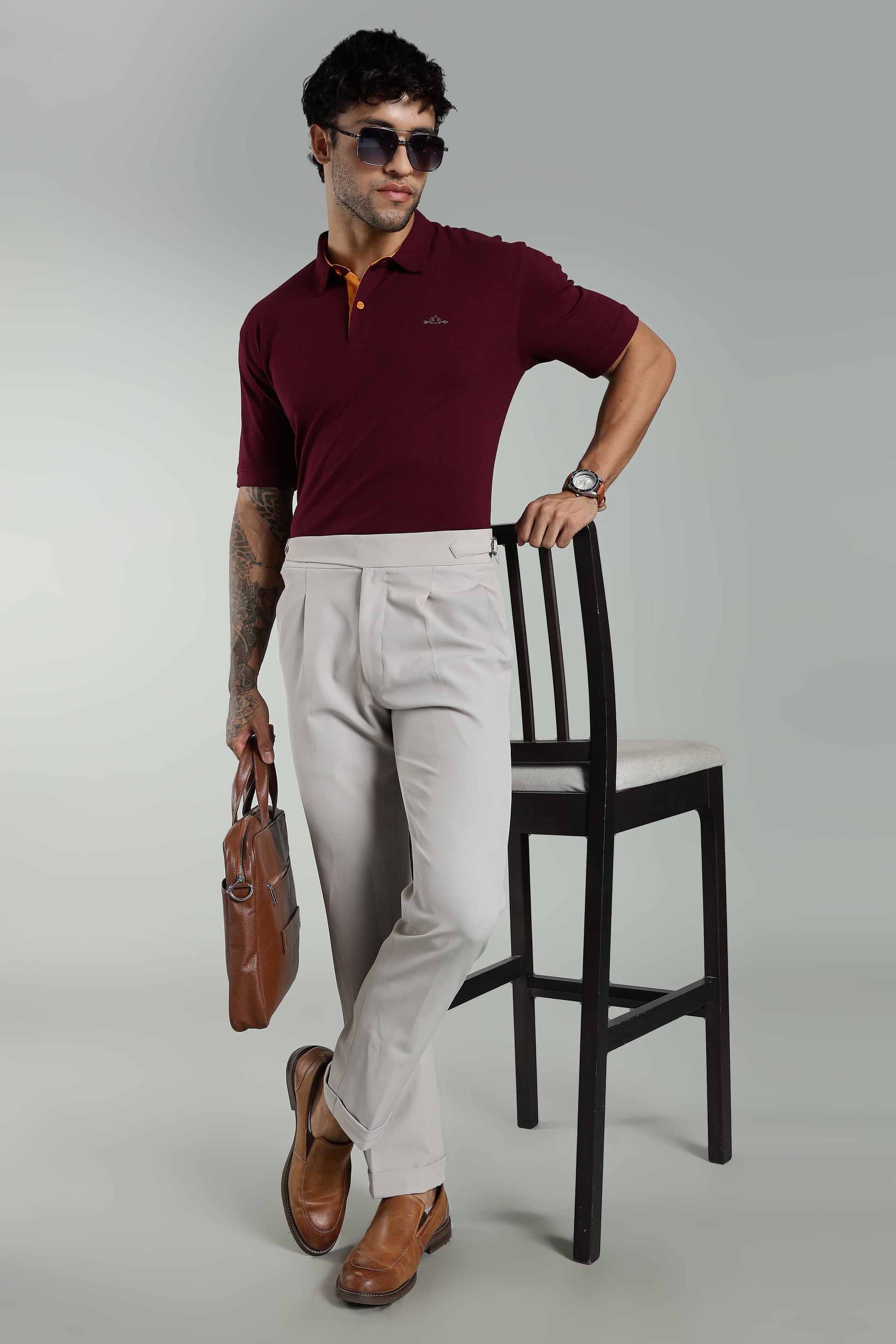 Burgundy Cotton Polo T-Shirt