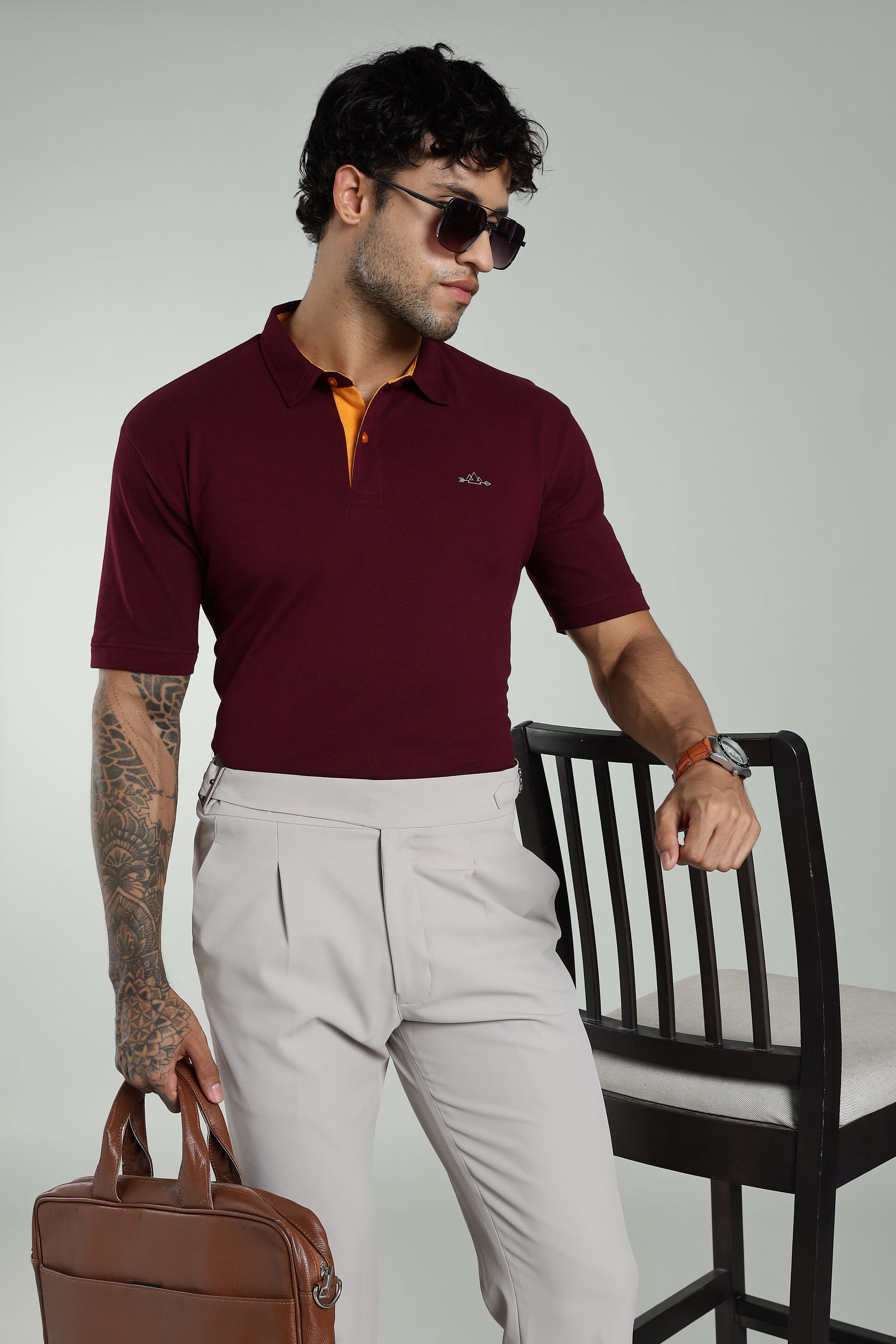 Burgundy Cotton Polo T-Shirt