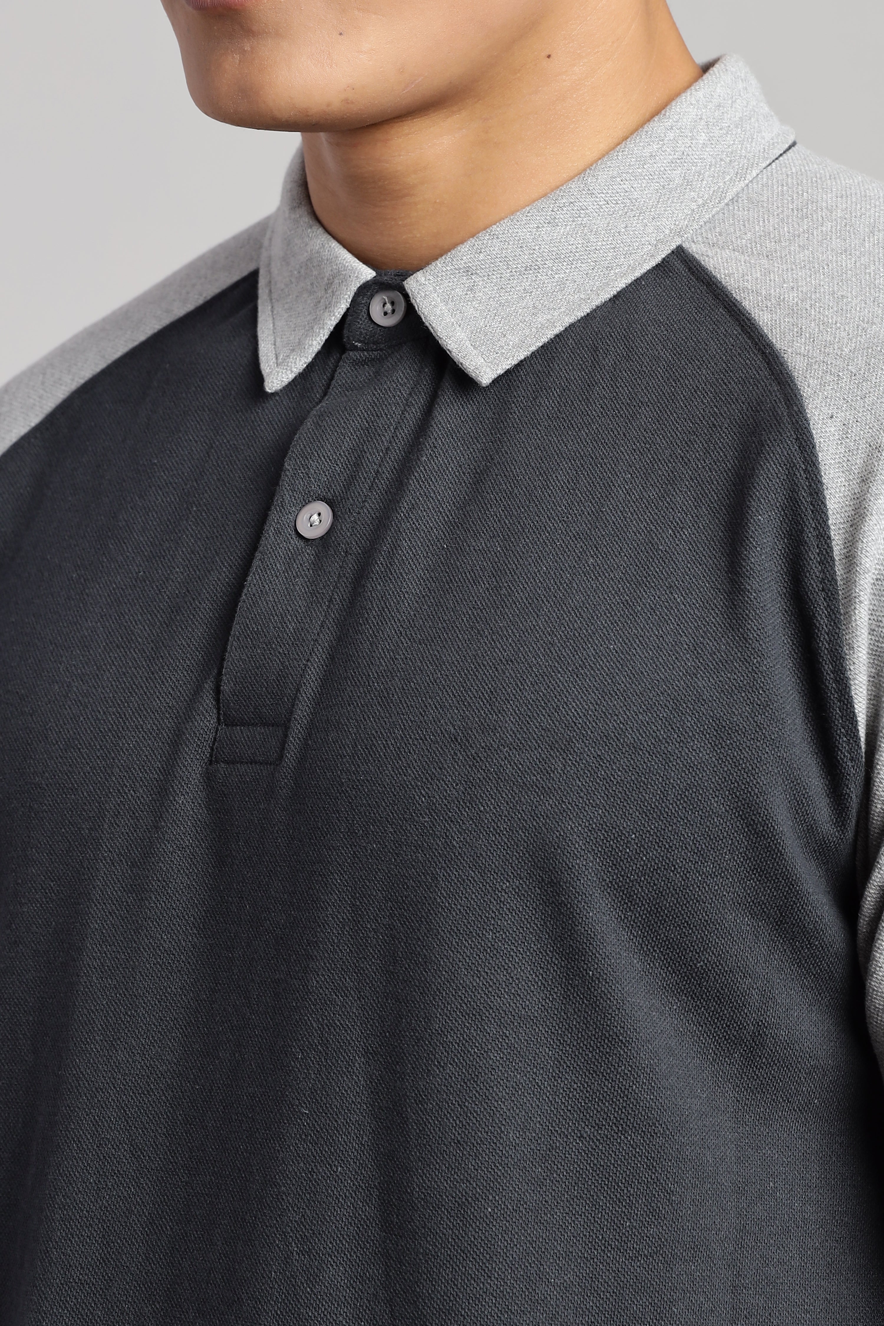 Grey Raglan Old Money Polo - PR