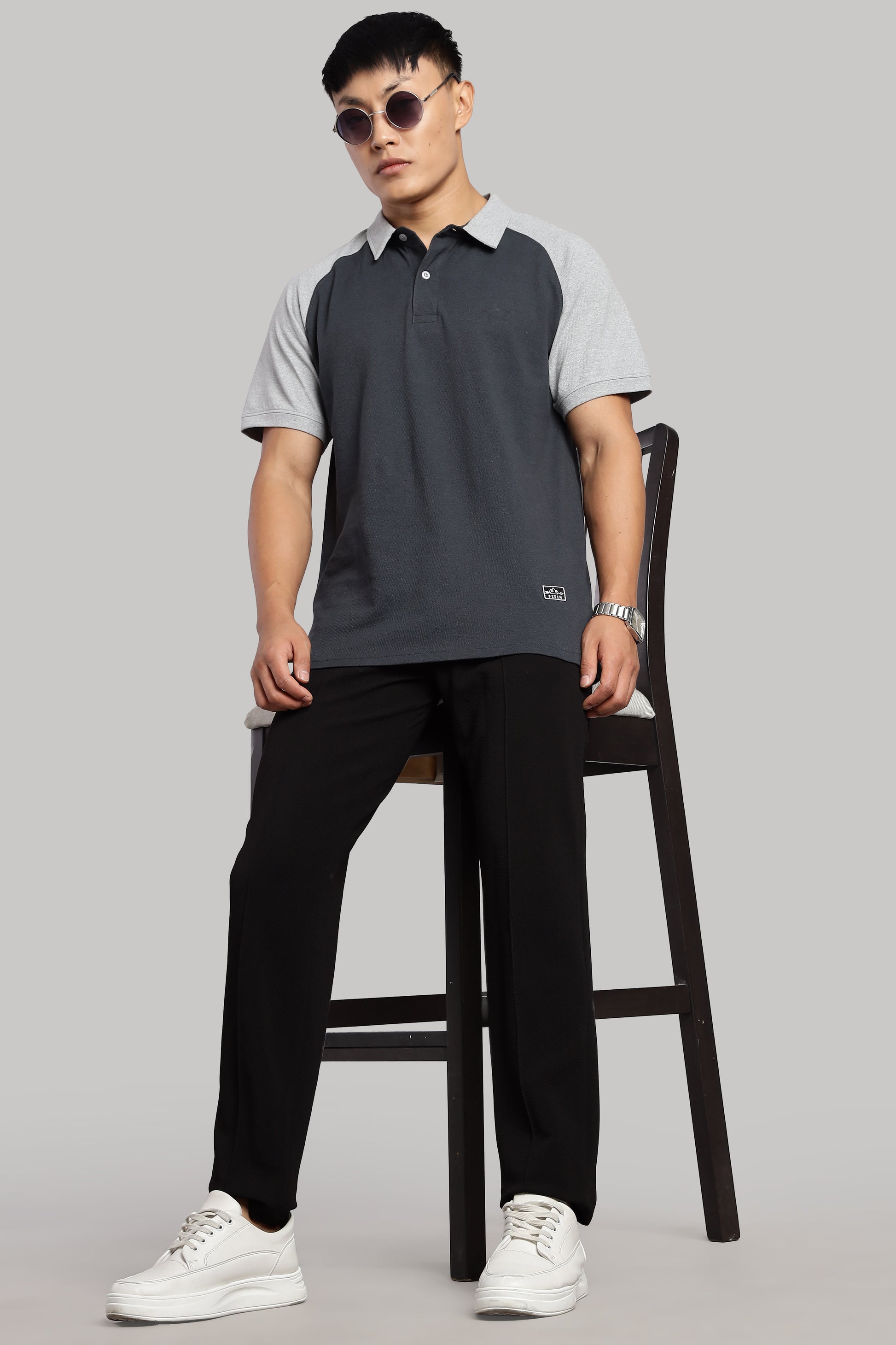 Grey Raglan Old Money Polo - PR