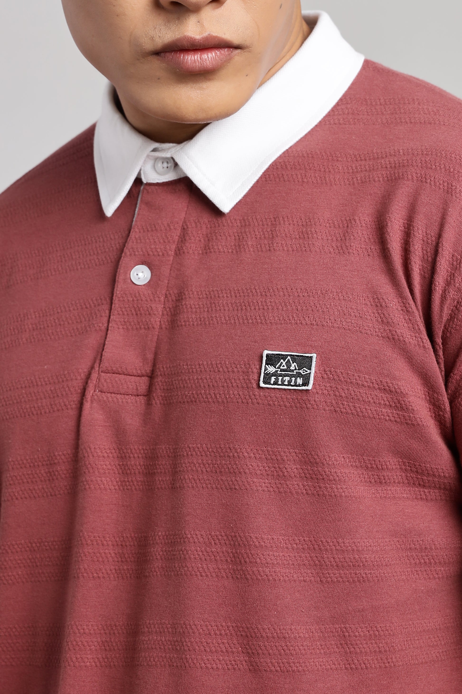 Watermelon Textured Full Sleeve Polo - PR