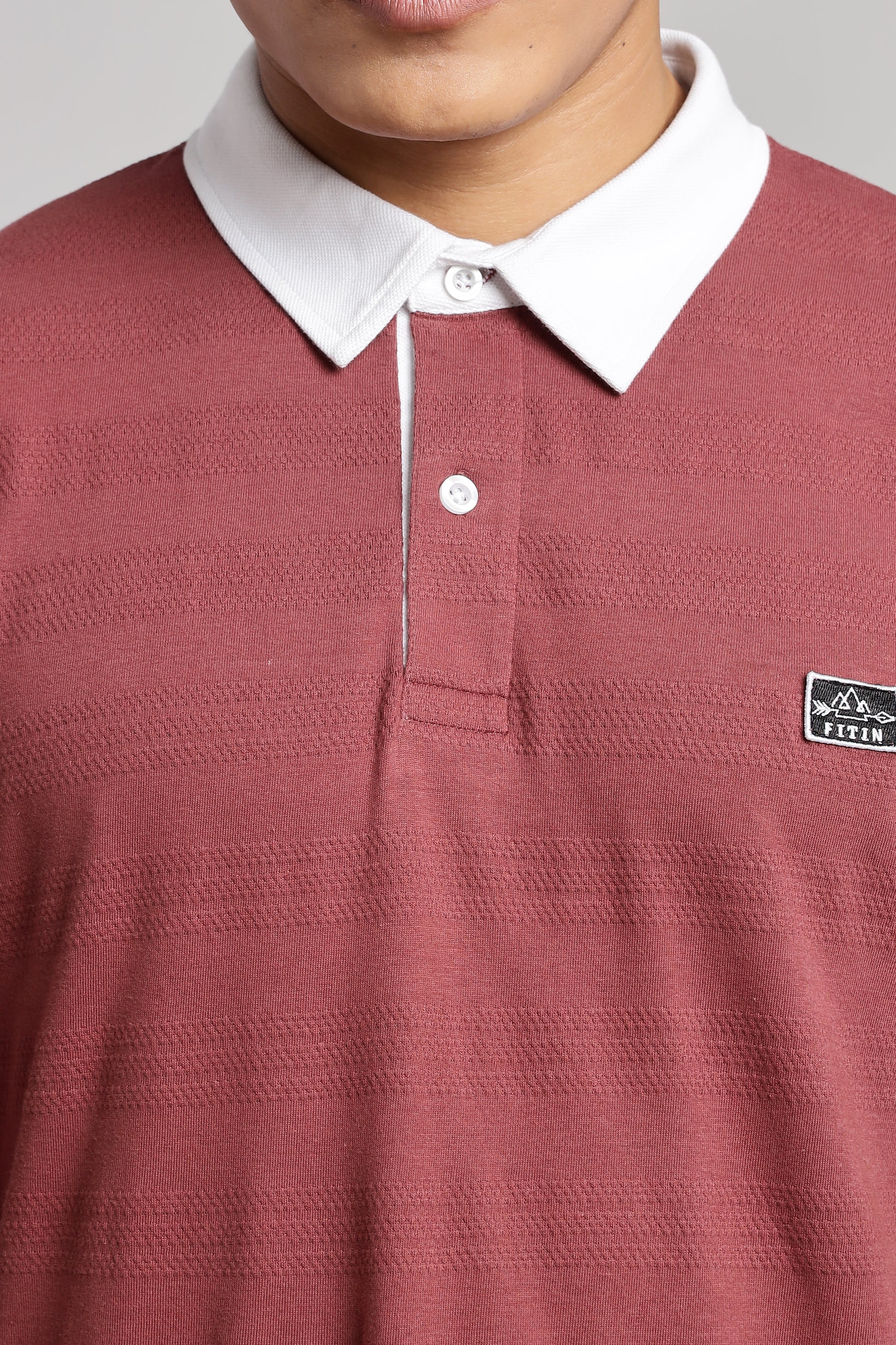 Watermelon Textured Full Sleeve Polo - PR