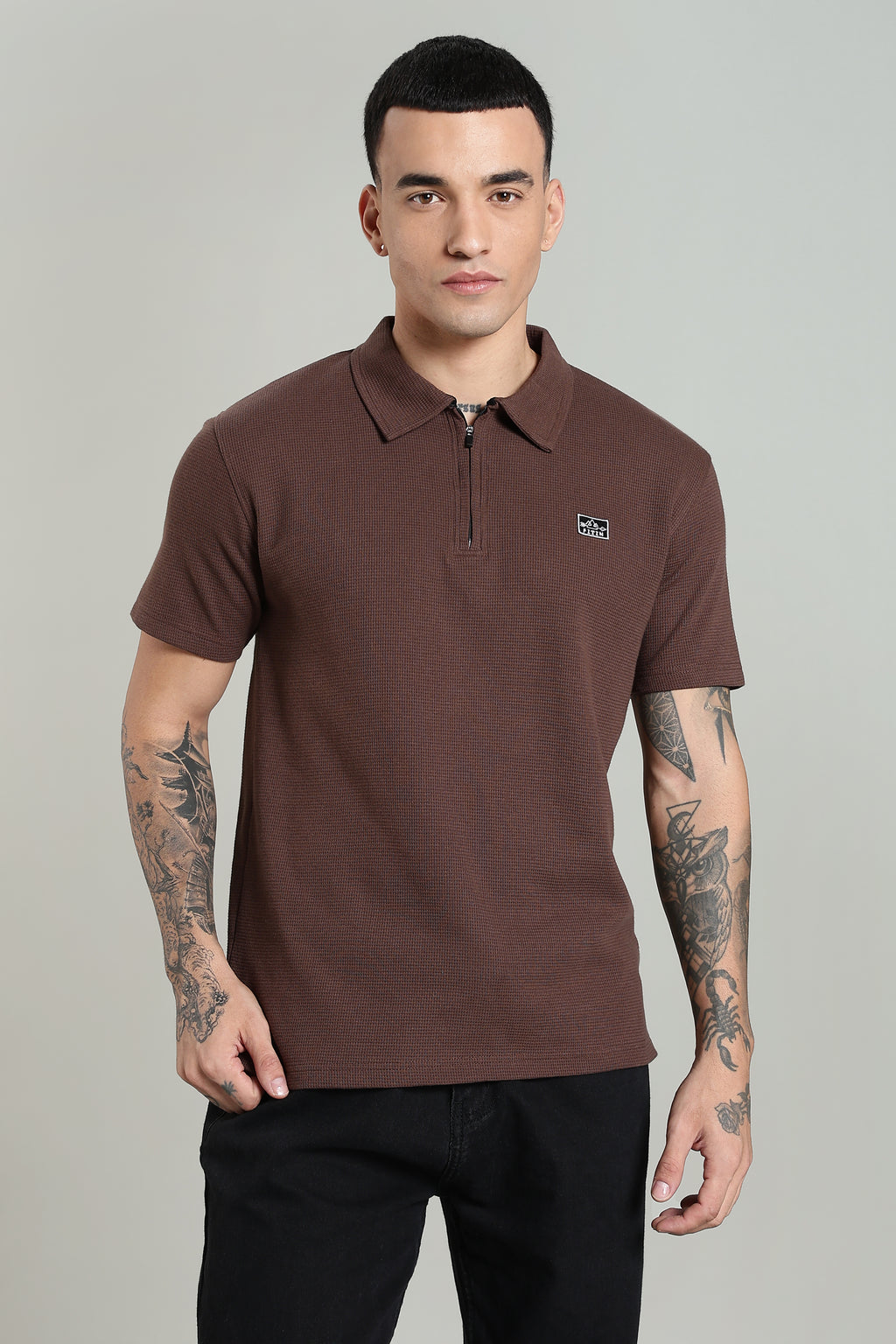 Brown Old Money Zipper Polo - PR
