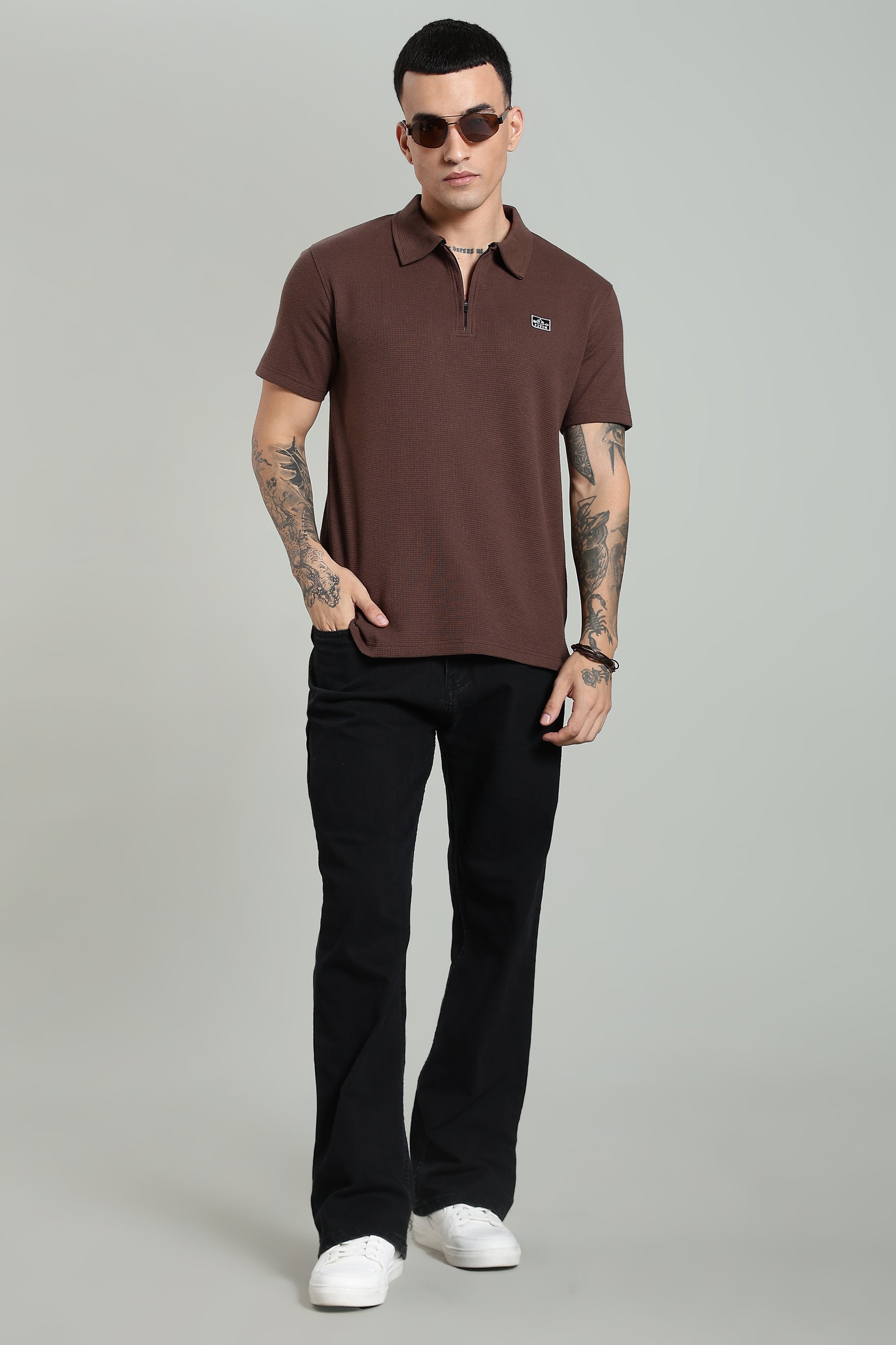 Brown Old Money Zipper Polo - PR