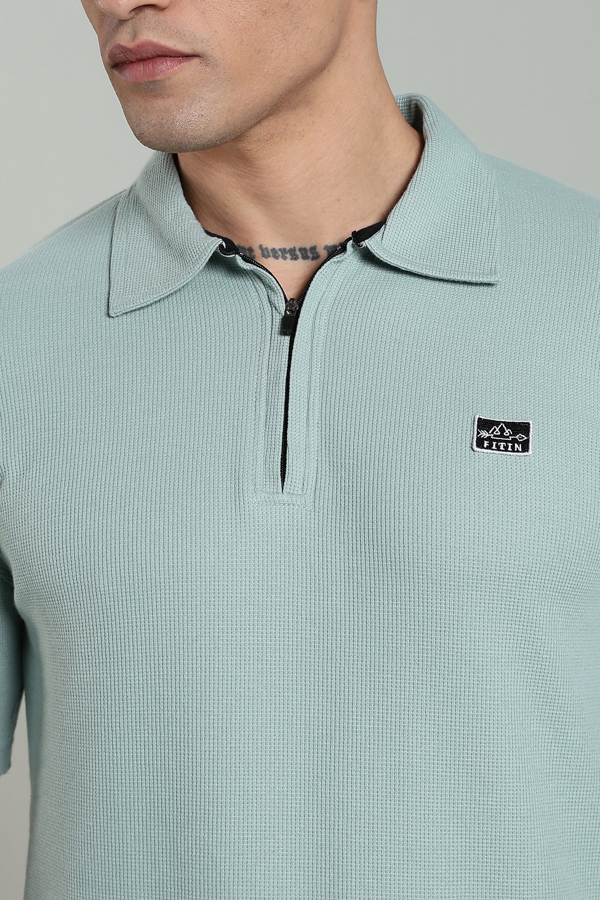 Light Blue Old Money Zipper Polo - PR