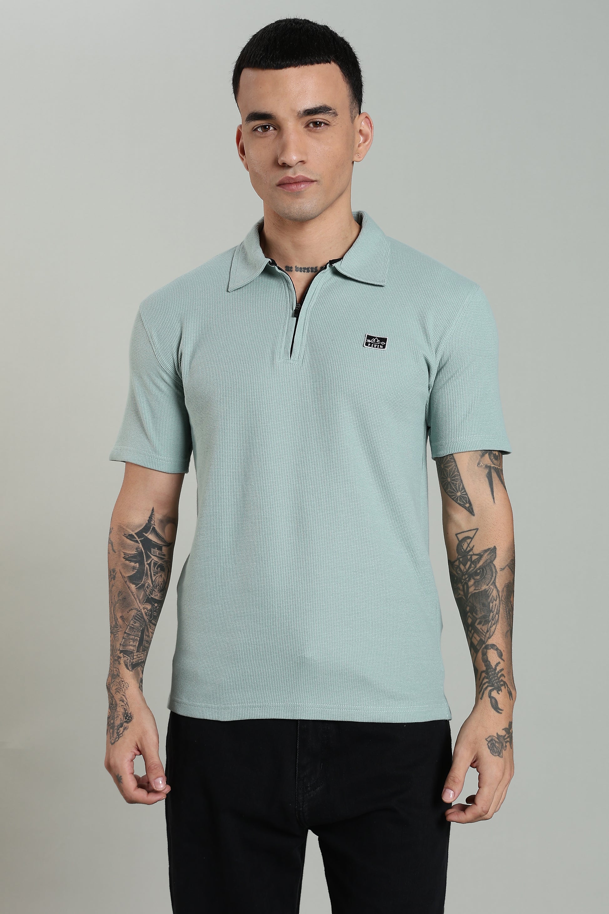 Light Blue Old Money Zipper Polo - PR