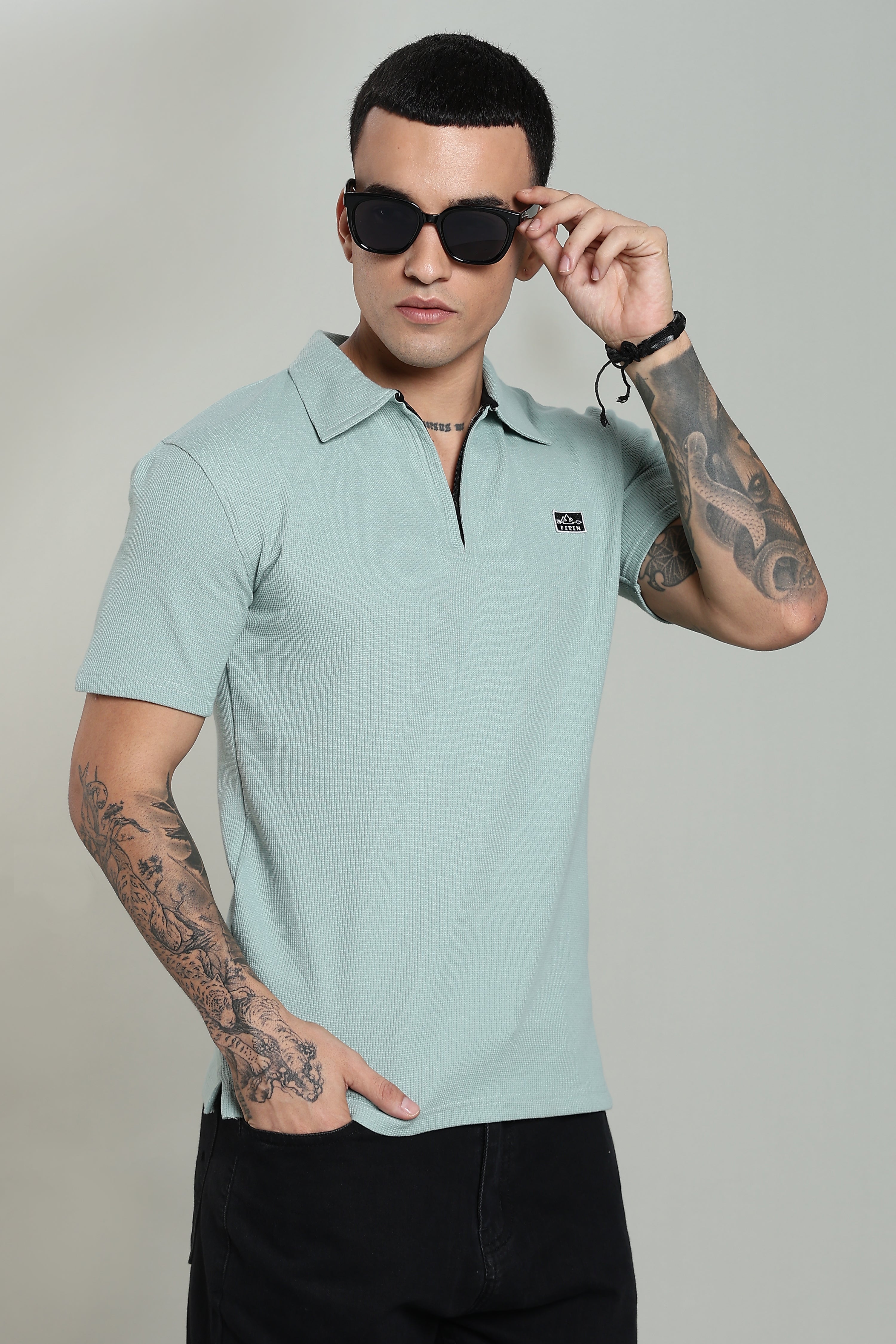 Light Blue Old Money Zipper Polo - PR
