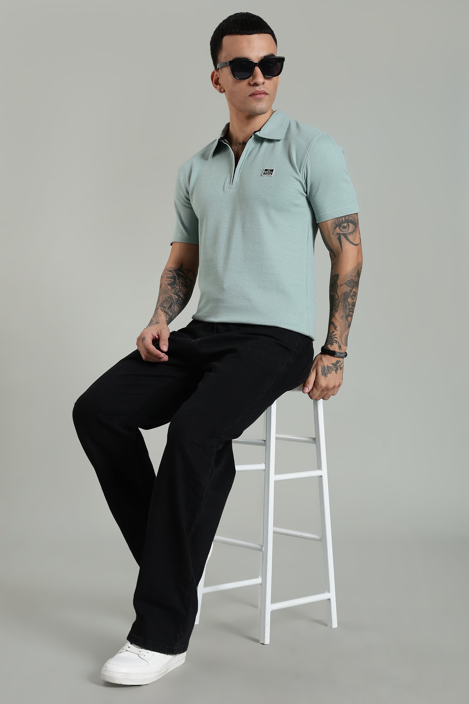 Light Blue Old Money Zipper Polo - PR