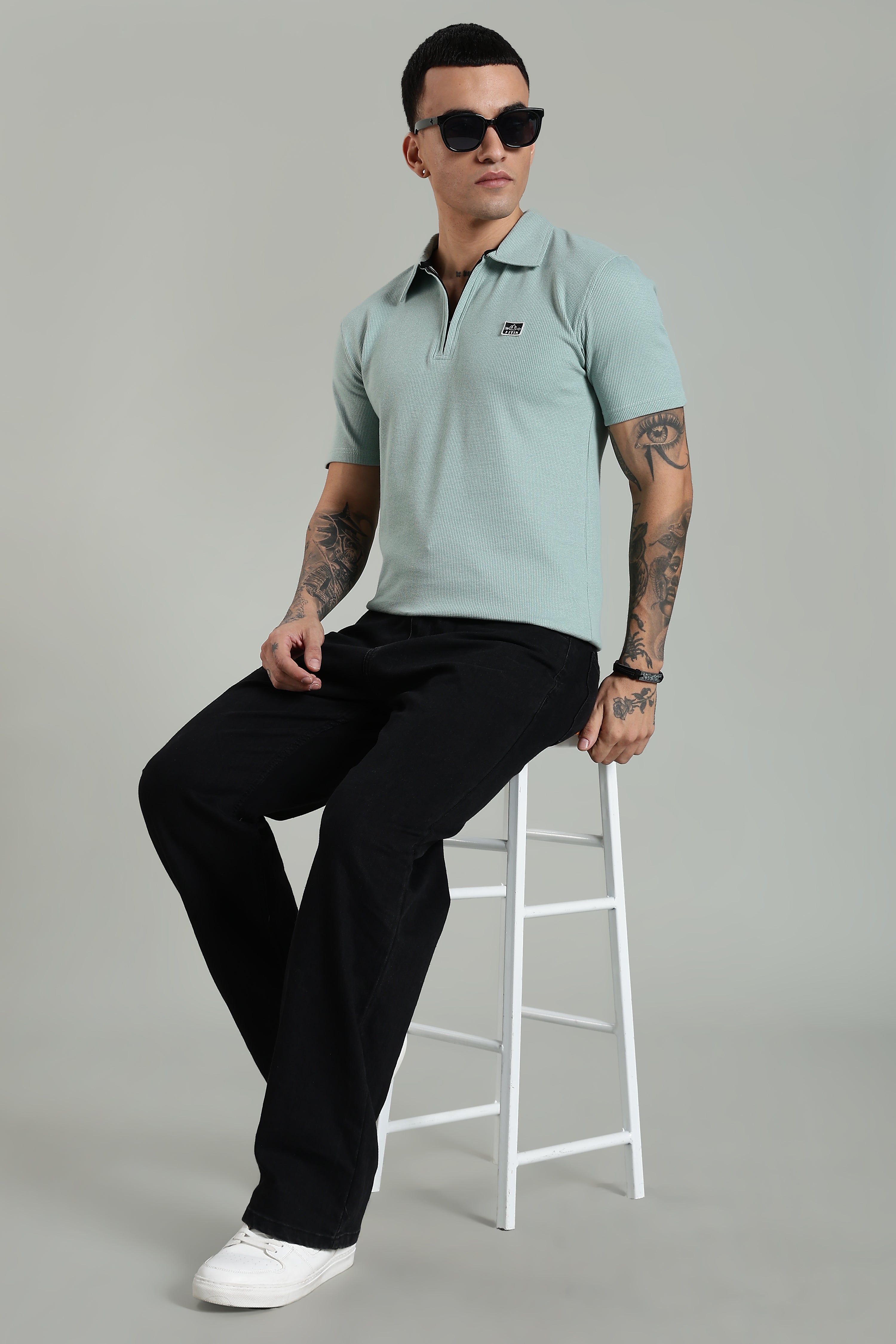 Light Blue Old Money Zipper Polo - PR