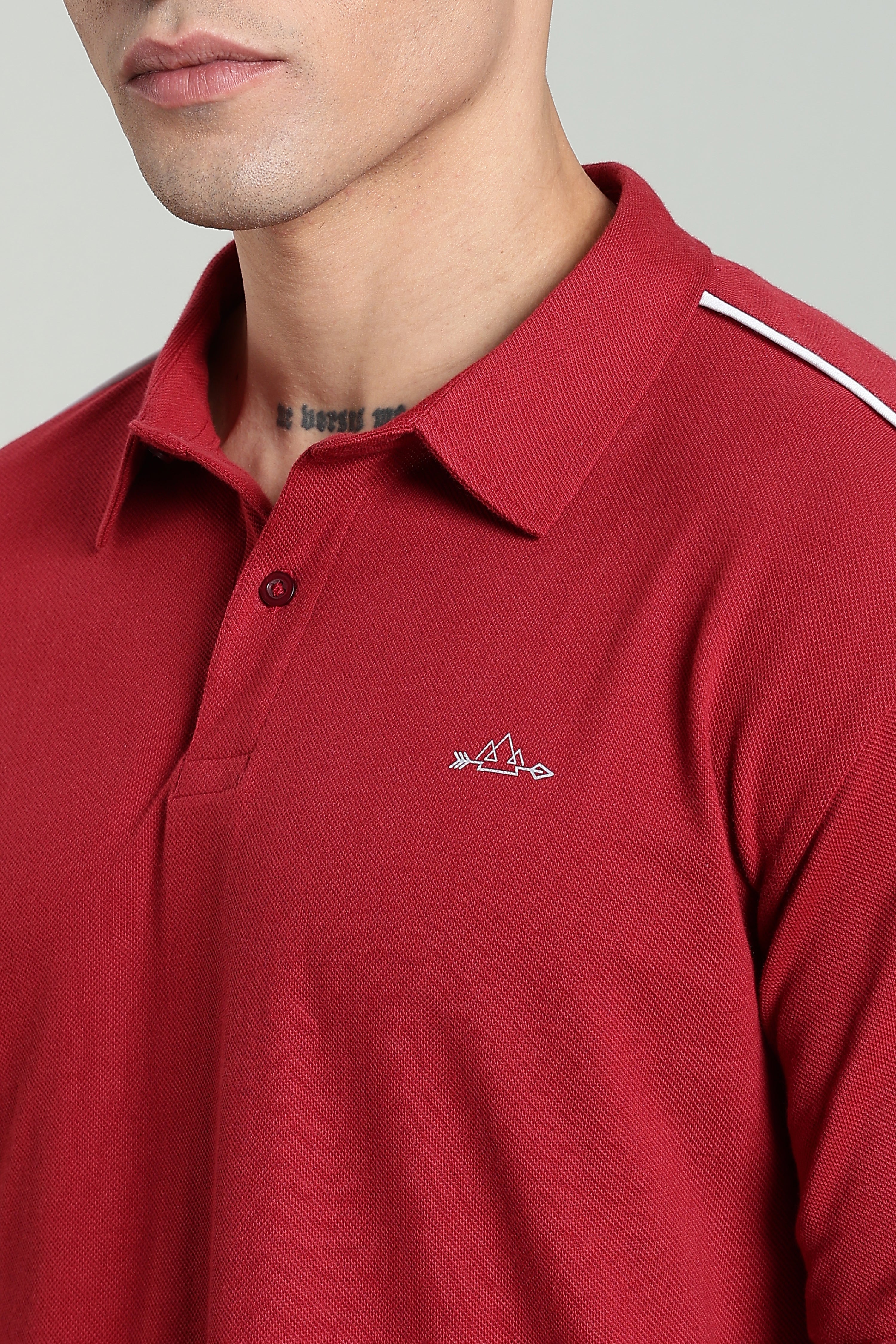 Dualtone Red Cotton Polo T-Shirt