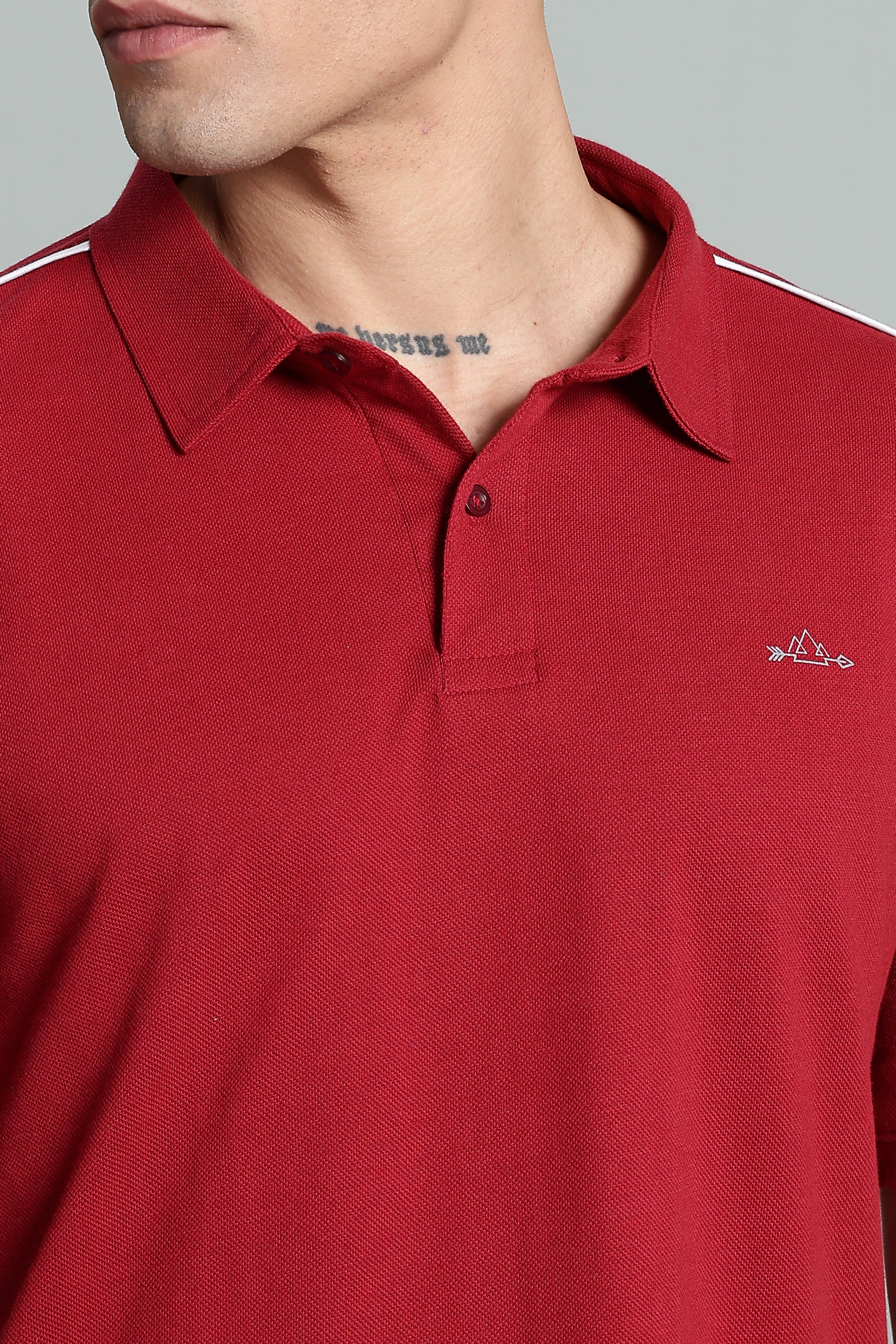 Dualtone Red Cotton Polo T-Shirt