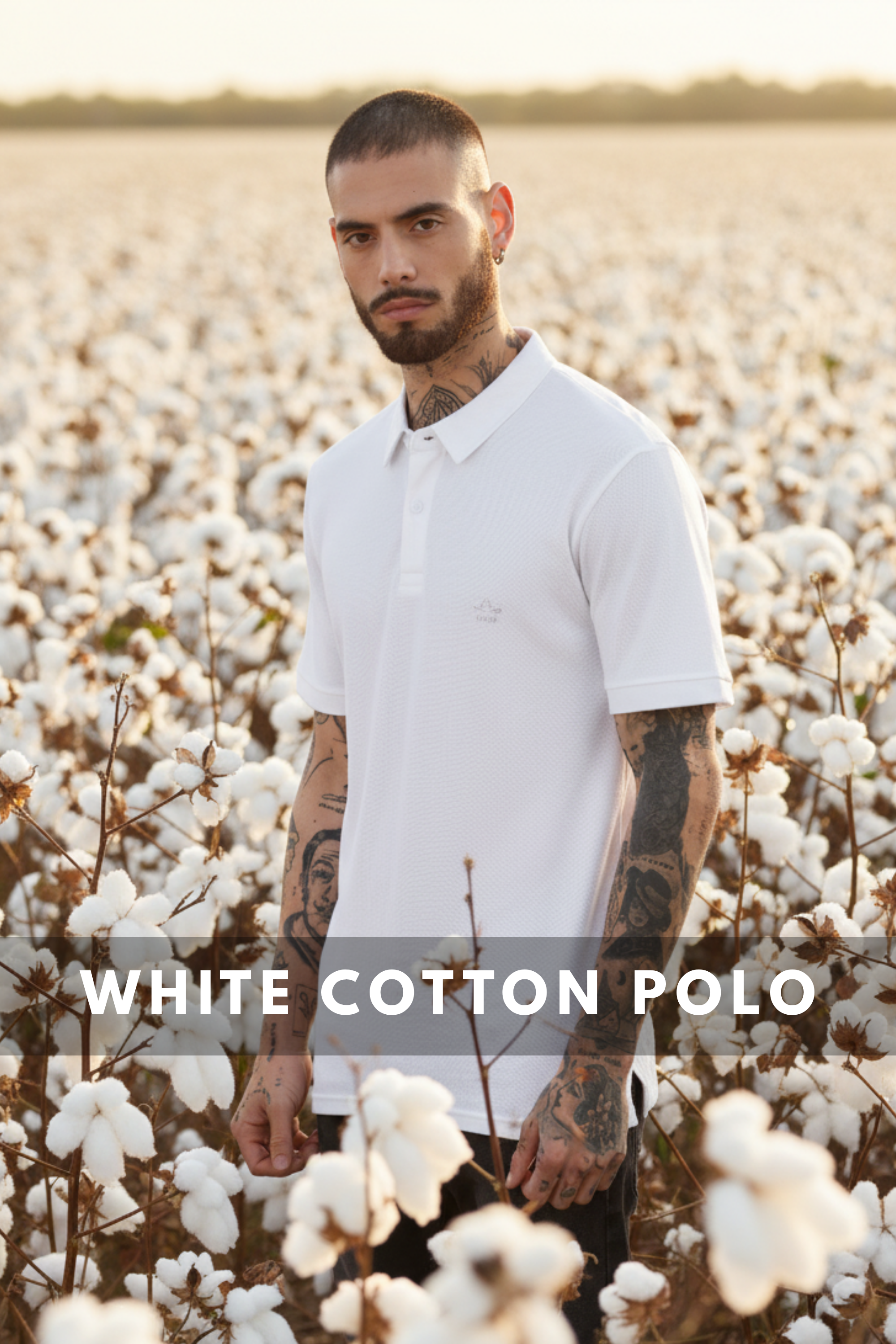 White Cotton Polo T-Shirt