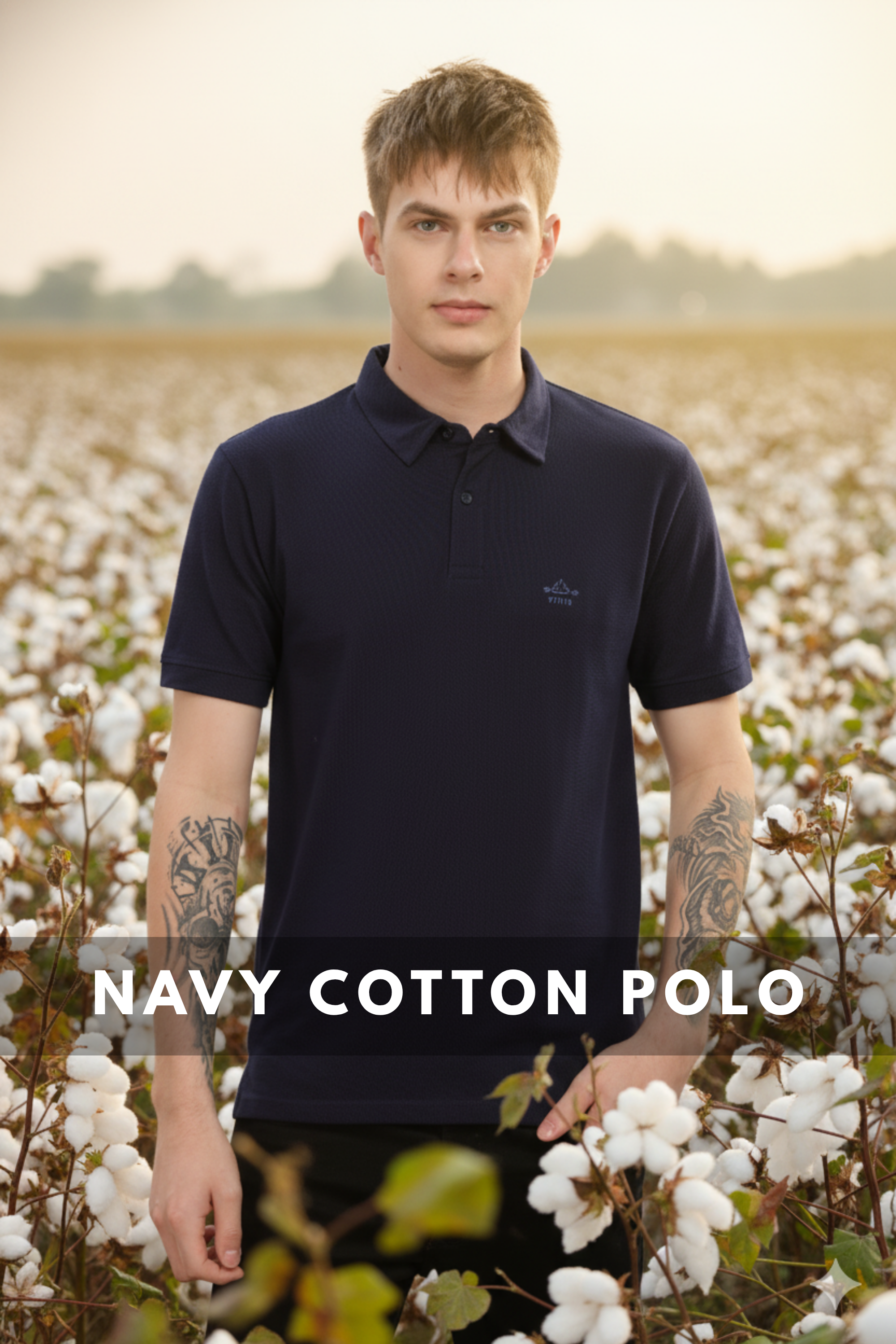 Navy Cotton Polo T-Shirt