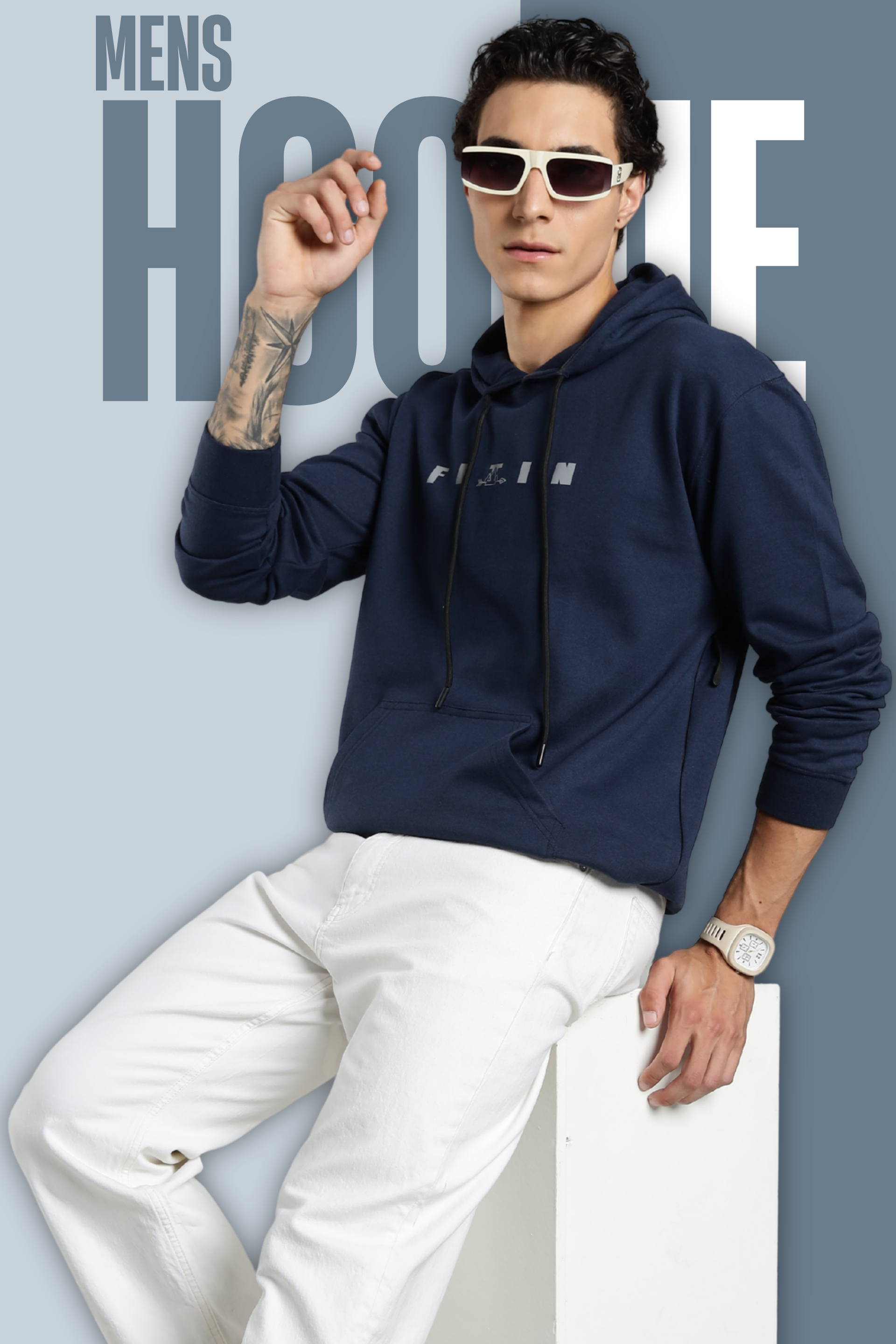 Navy Men's All-Season Vent Zip Hoodie – Thefitin.in