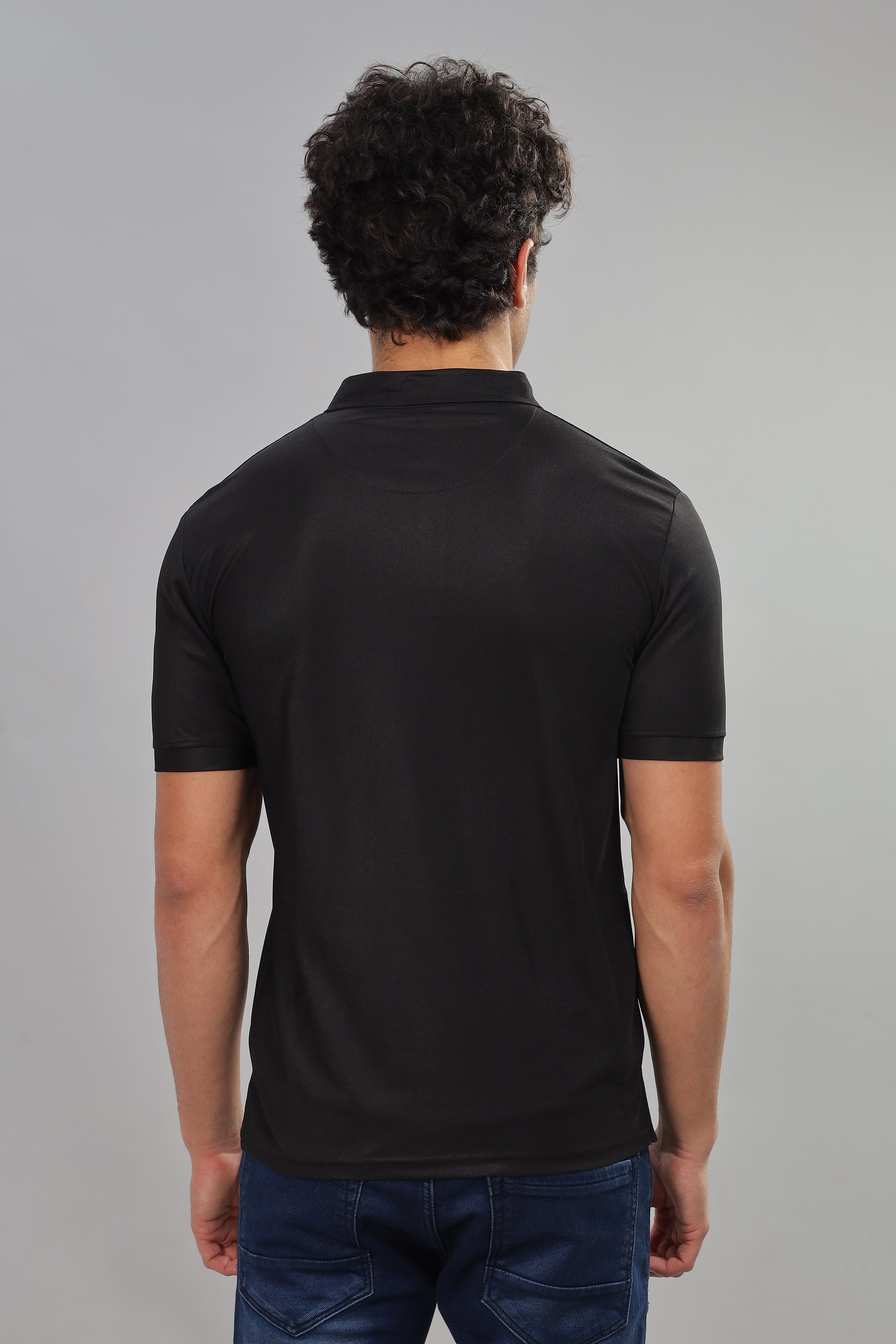 Black Daily Wear Polo T-Shirt