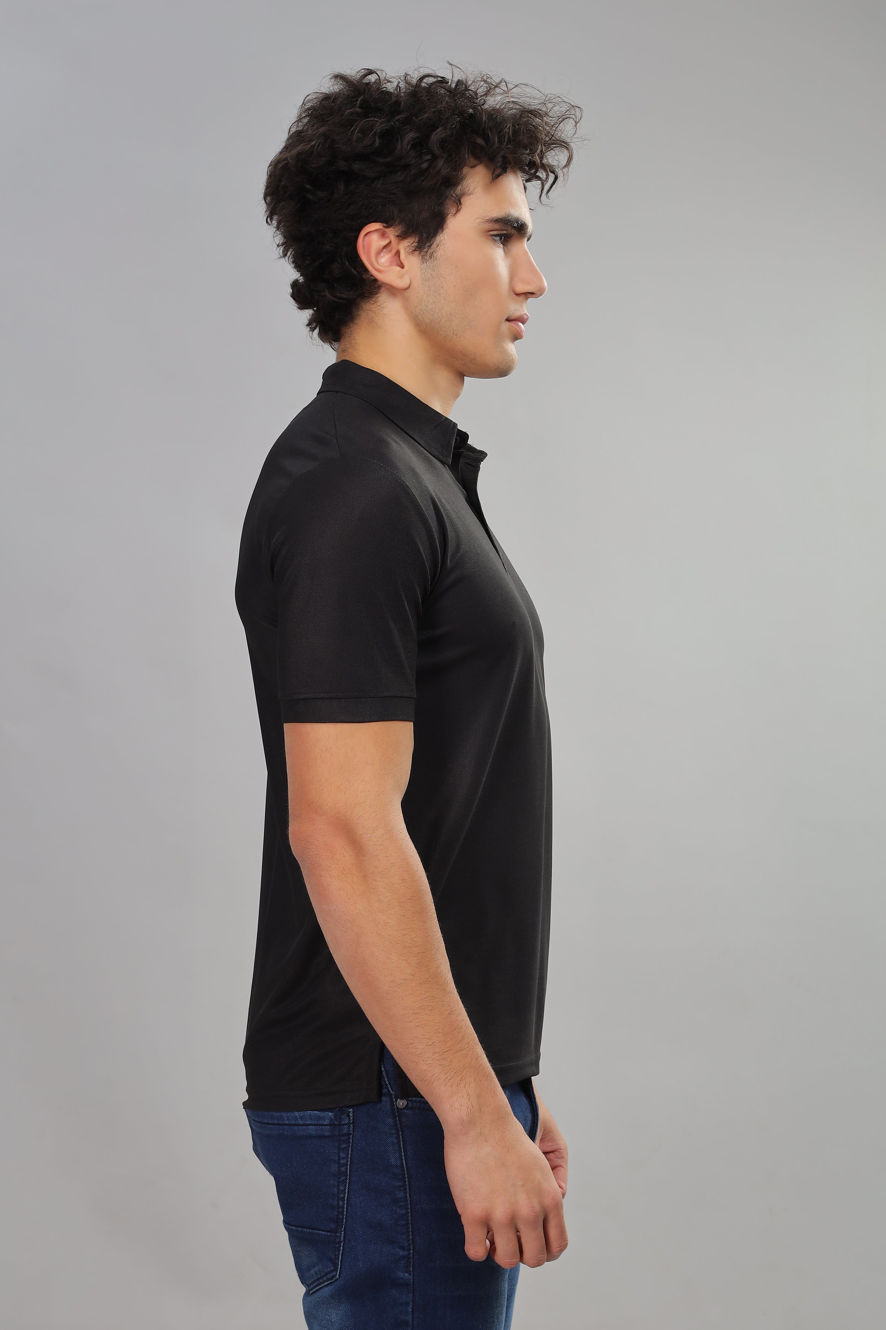 Black Daily Wear Polo T-Shirt