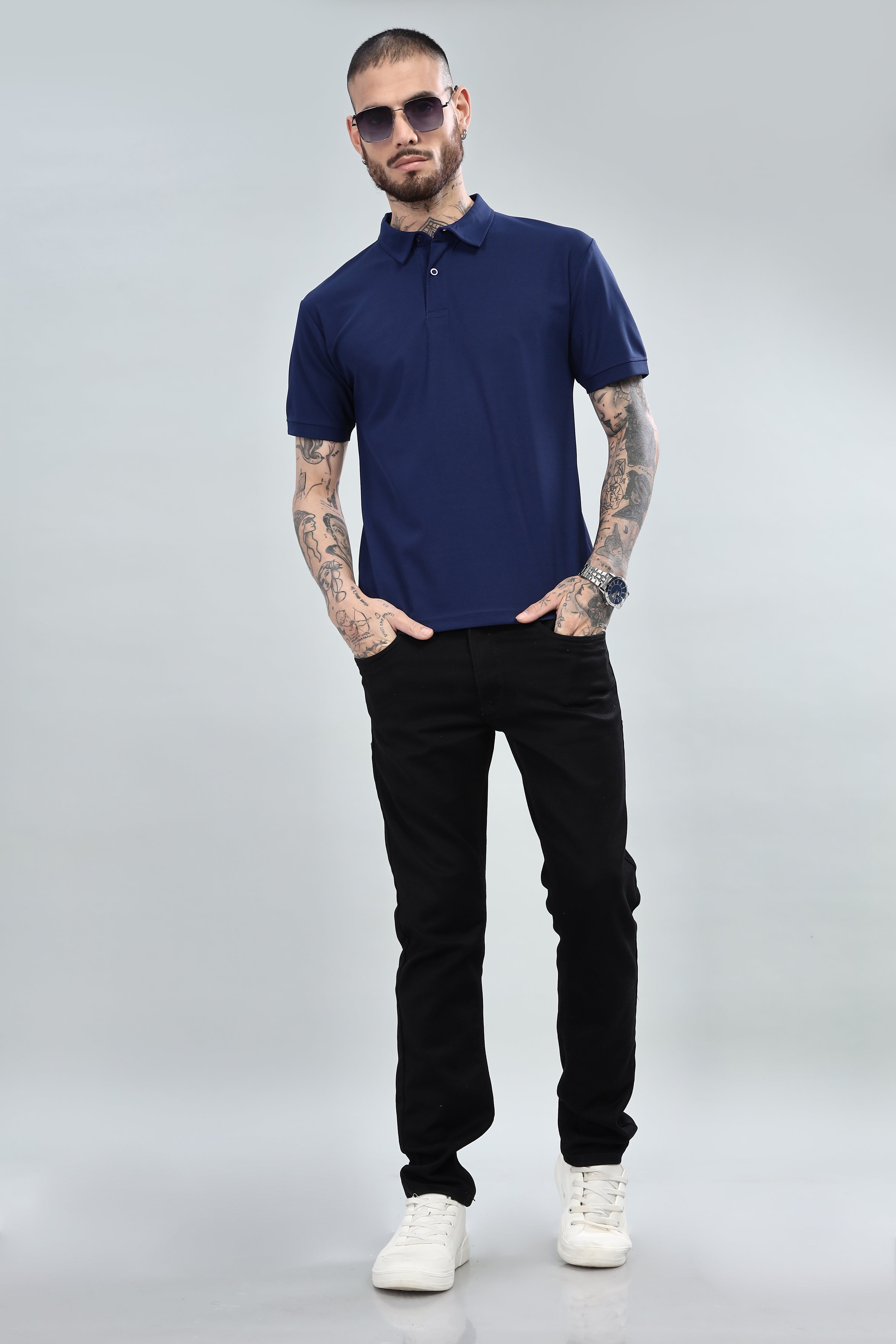 Blue-Daily Wear Polo T-Shirt