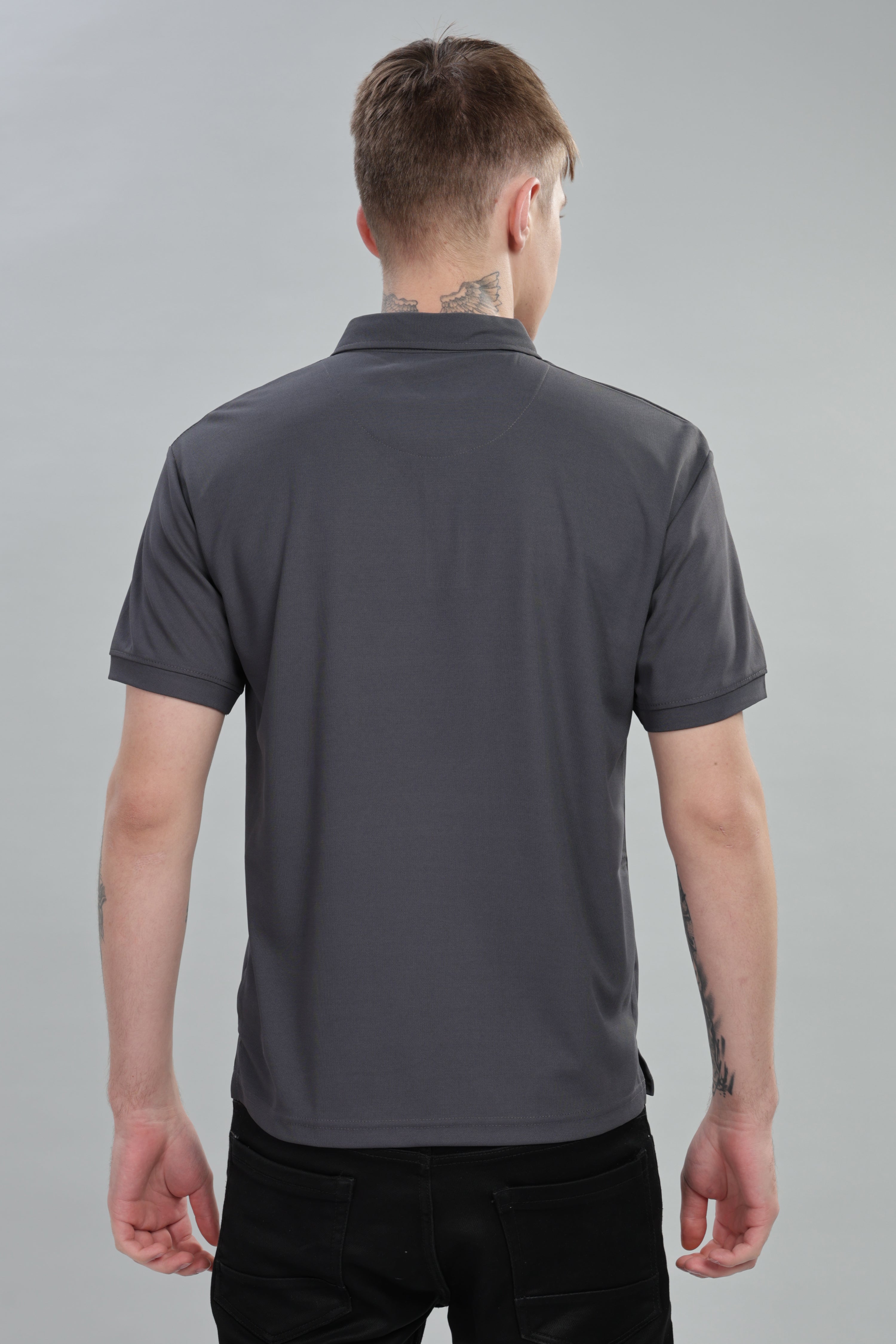 Dark Grey Daily Wear Polo T-Shirt