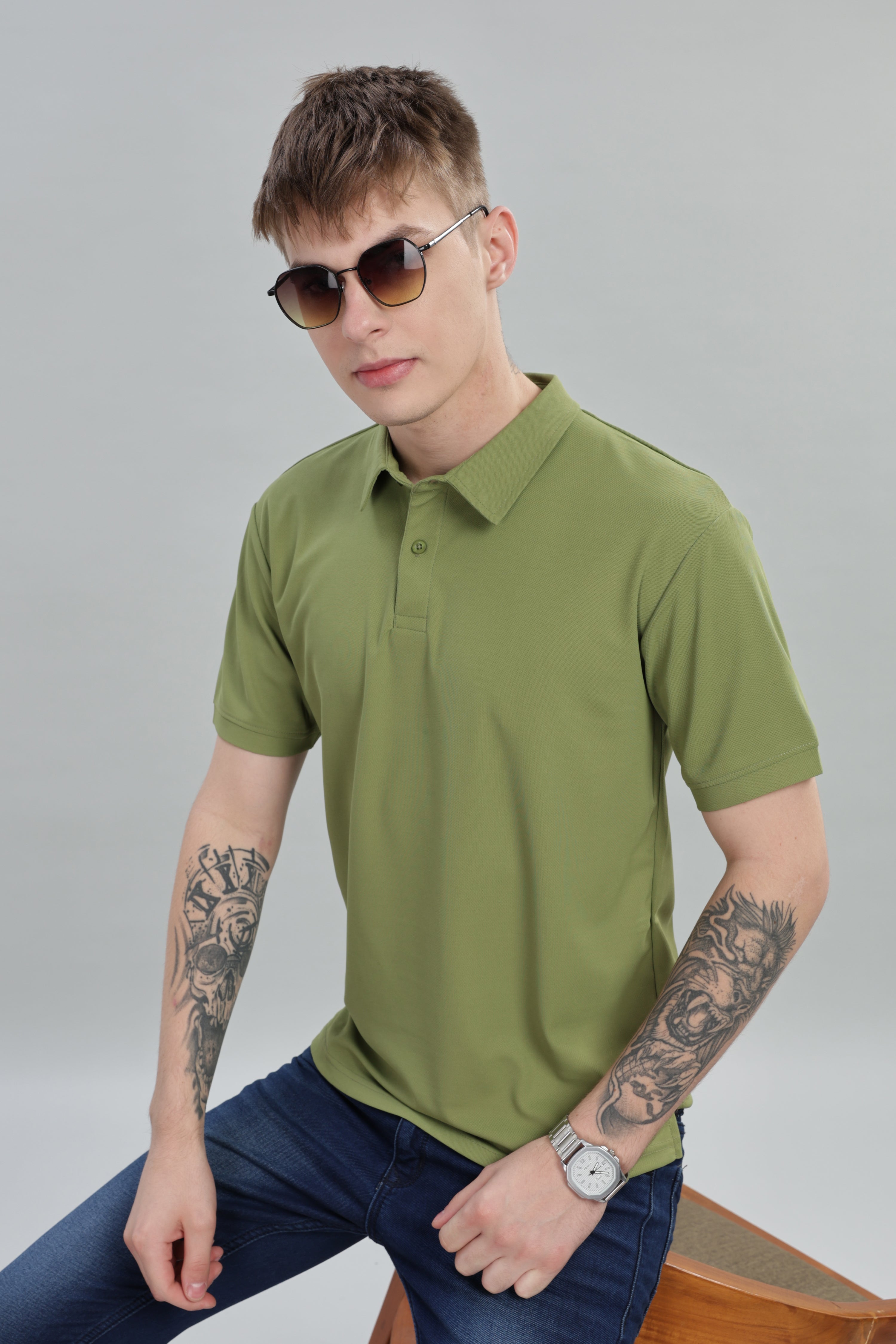 Leaf Green Daily Wear Polo T-Shirt