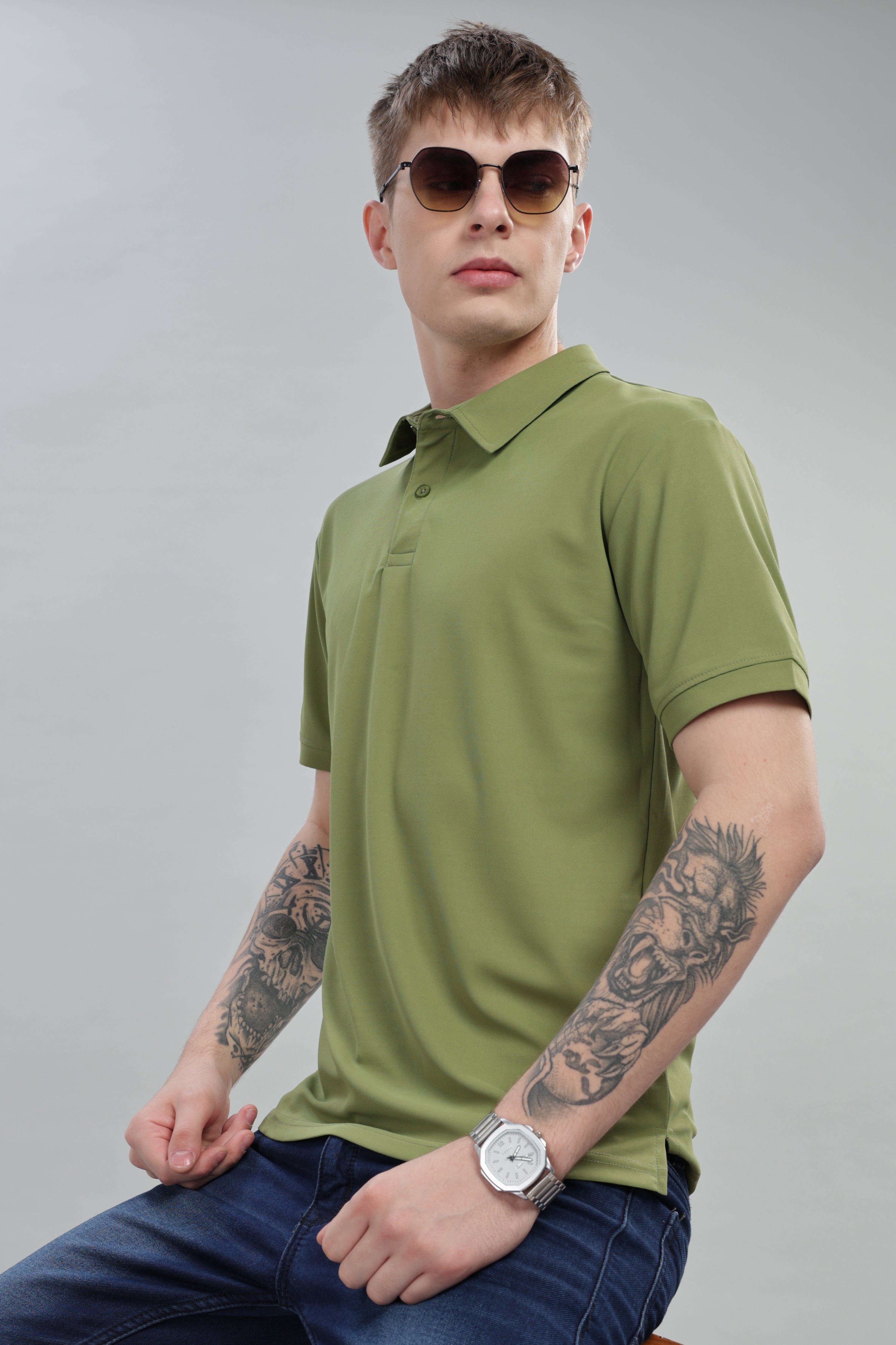 Leaf Green Daily Wear Polo T-Shirt