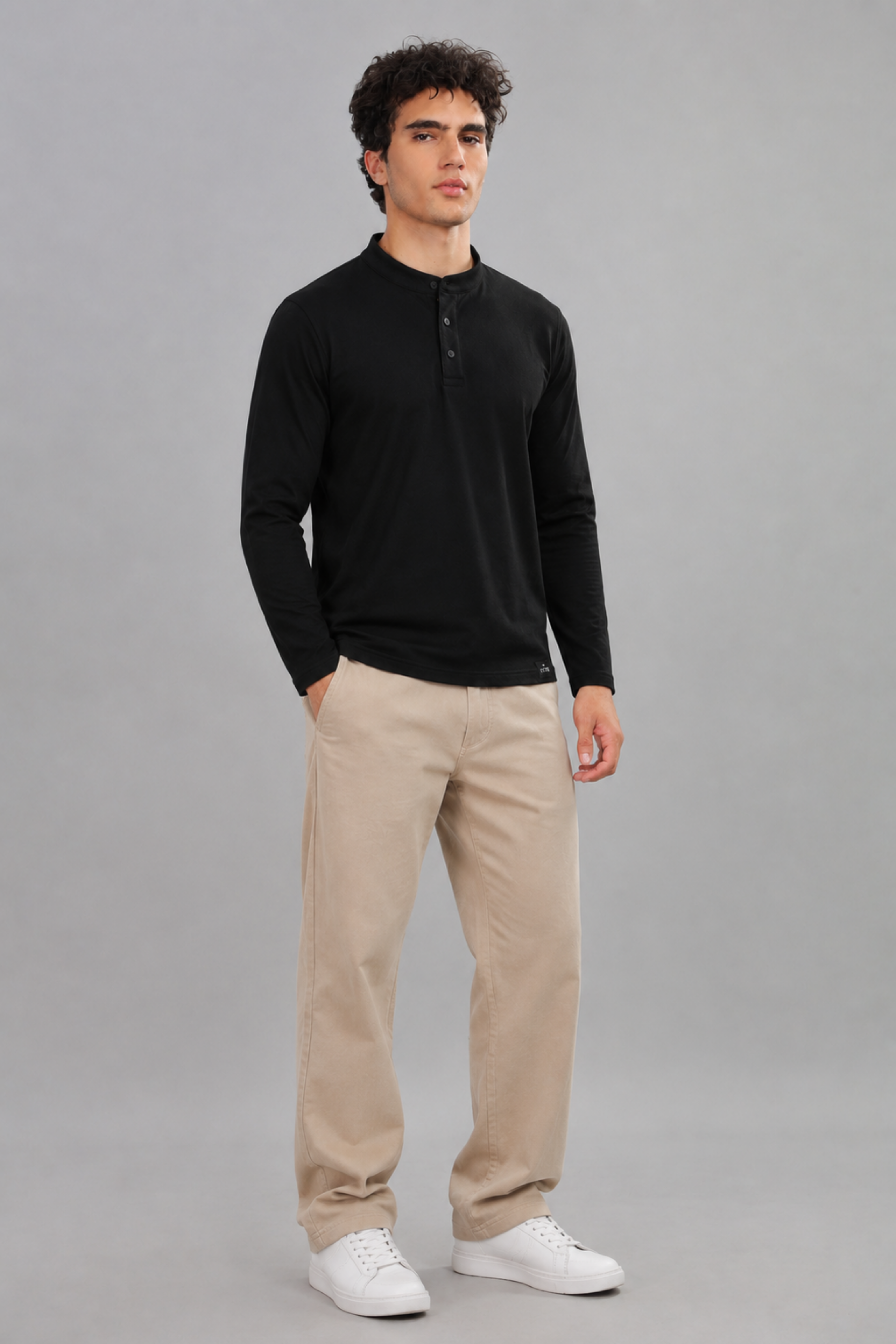 Black Henly Neck T-Shirt