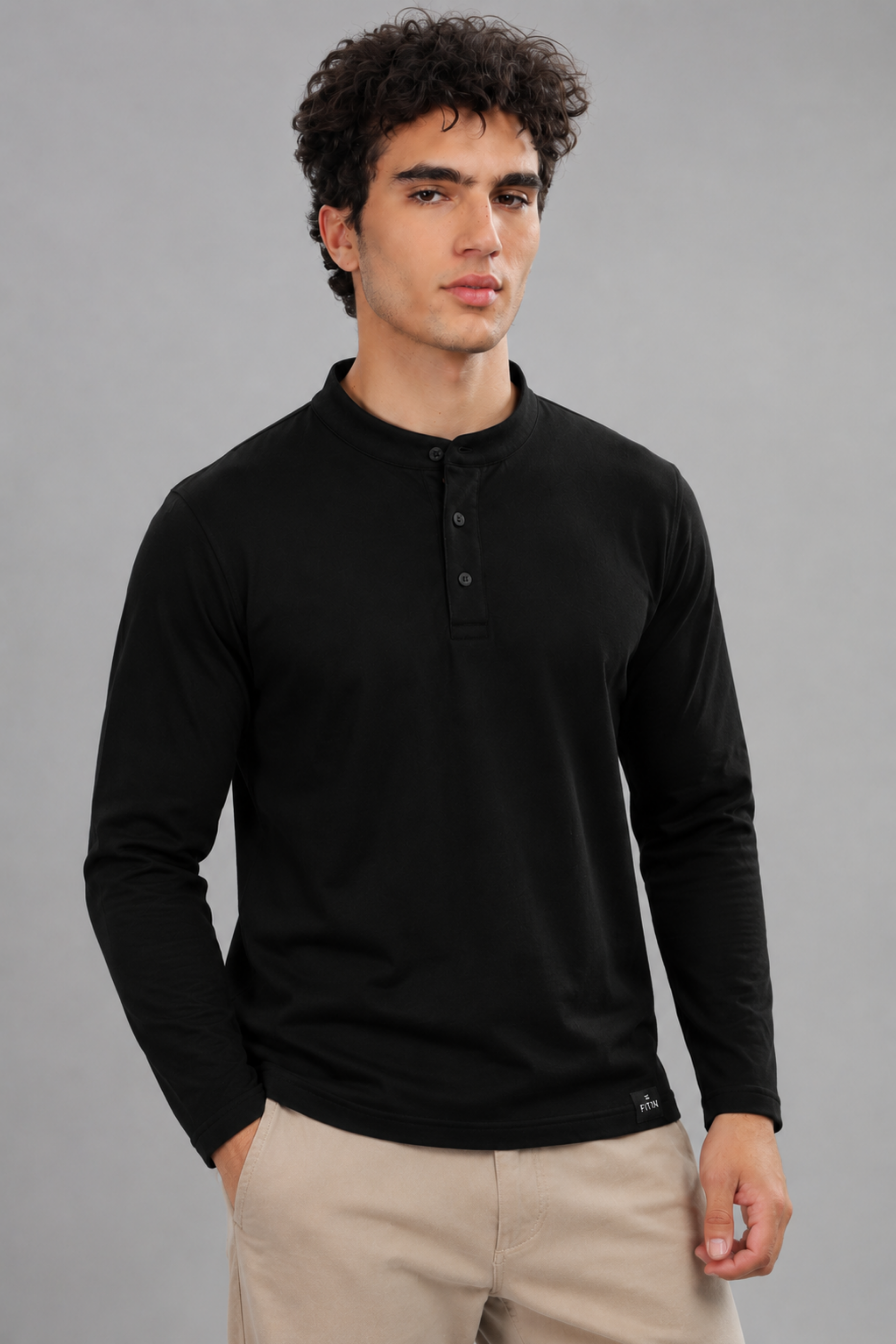 Black Henly Neck T-Shirt
