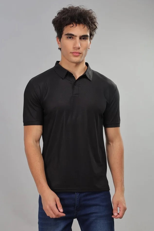 Black Daily Wear Polo T-Shirt