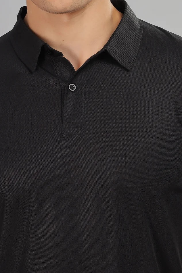 Black Daily Wear Polo T-Shirt