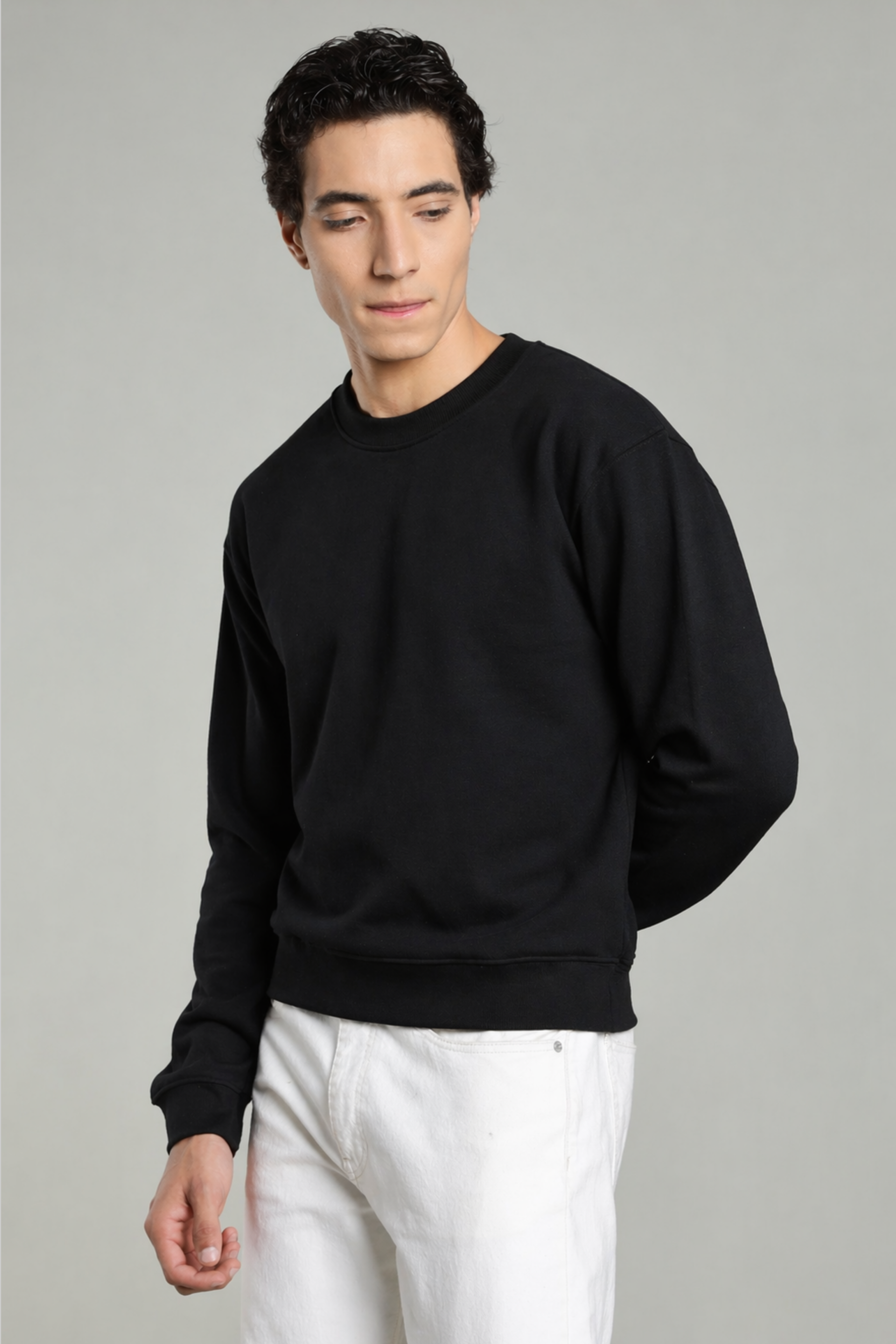 Black Solid Sweatshirt