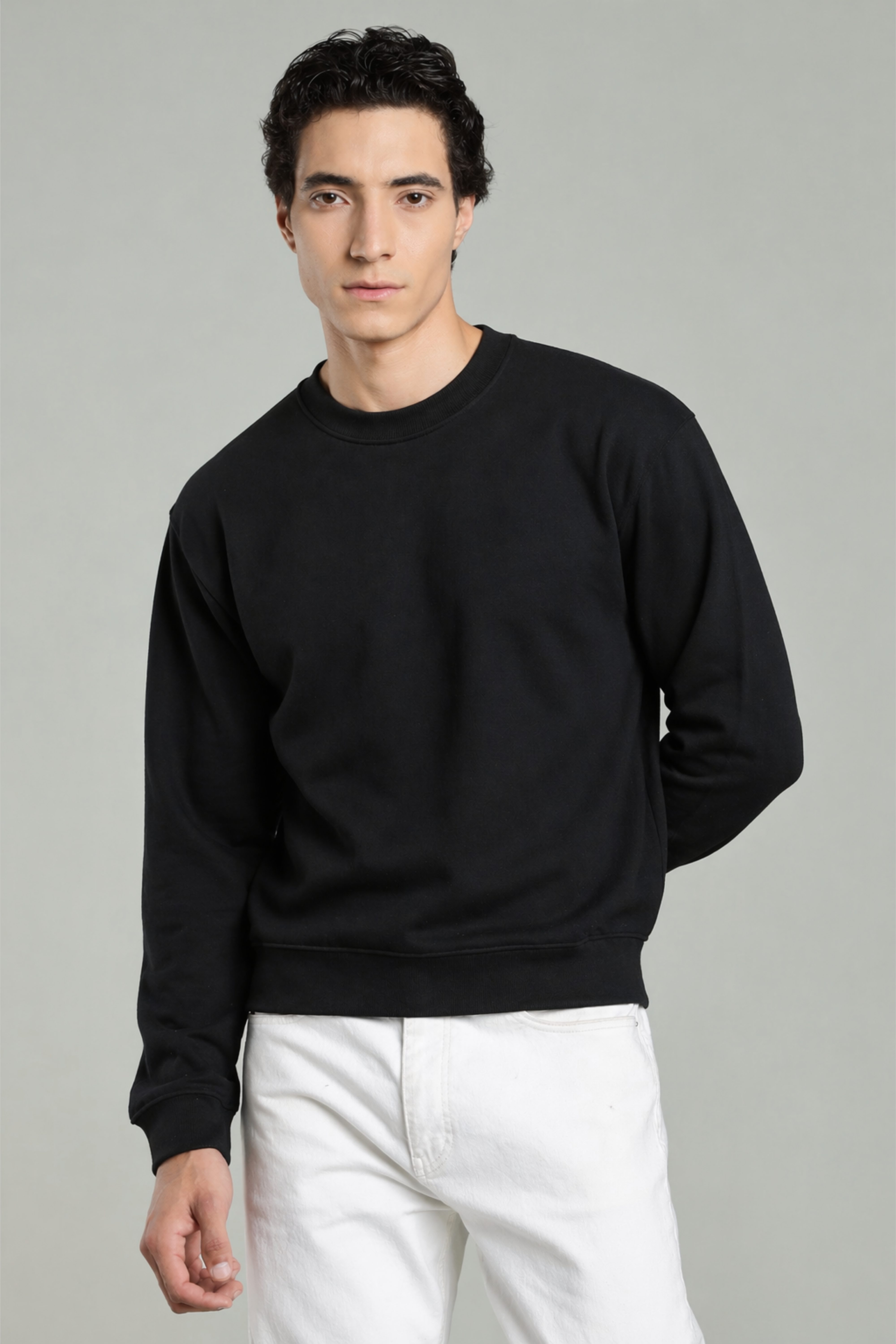 Black Solid Sweatshirt