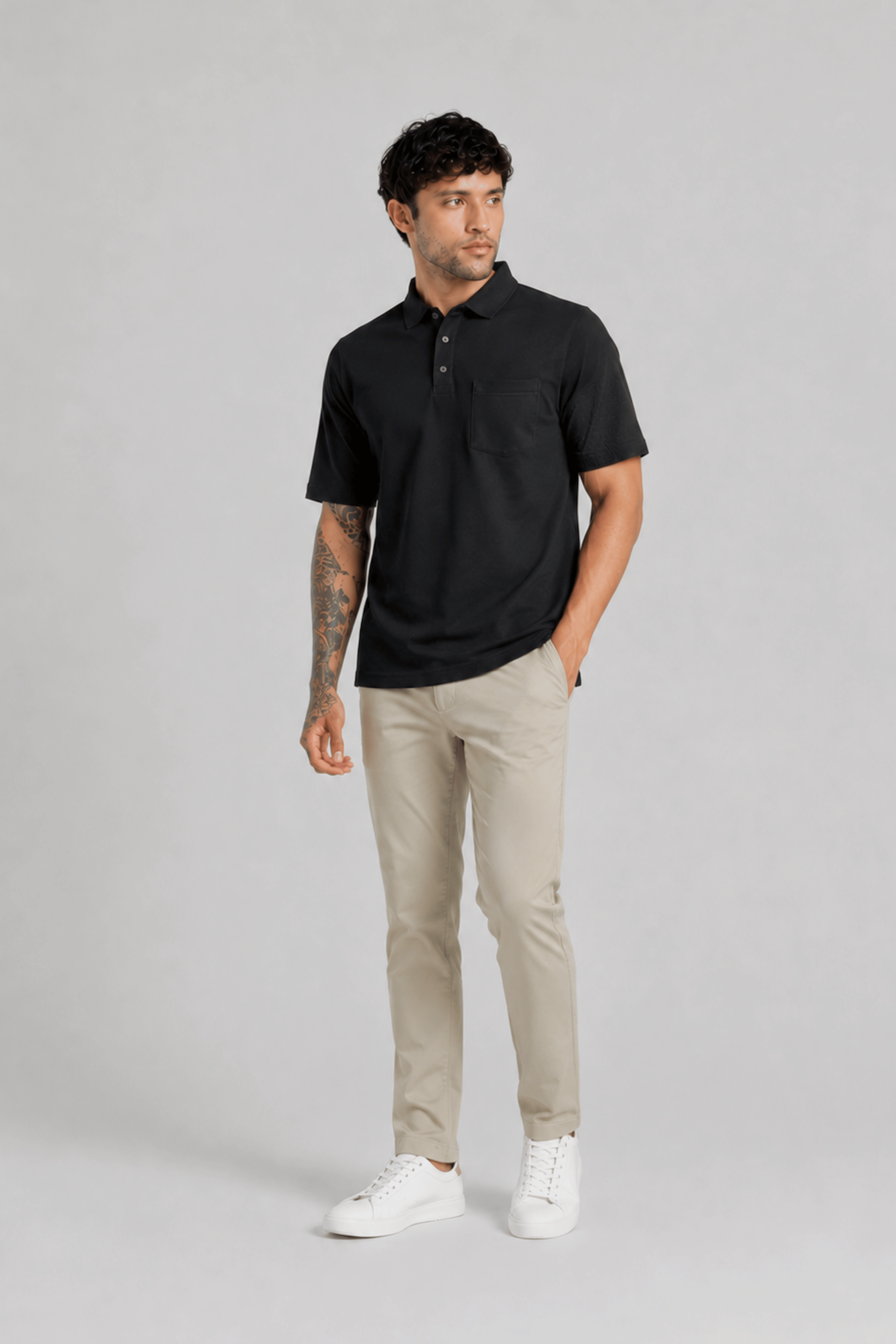 Black Pocket Polo
