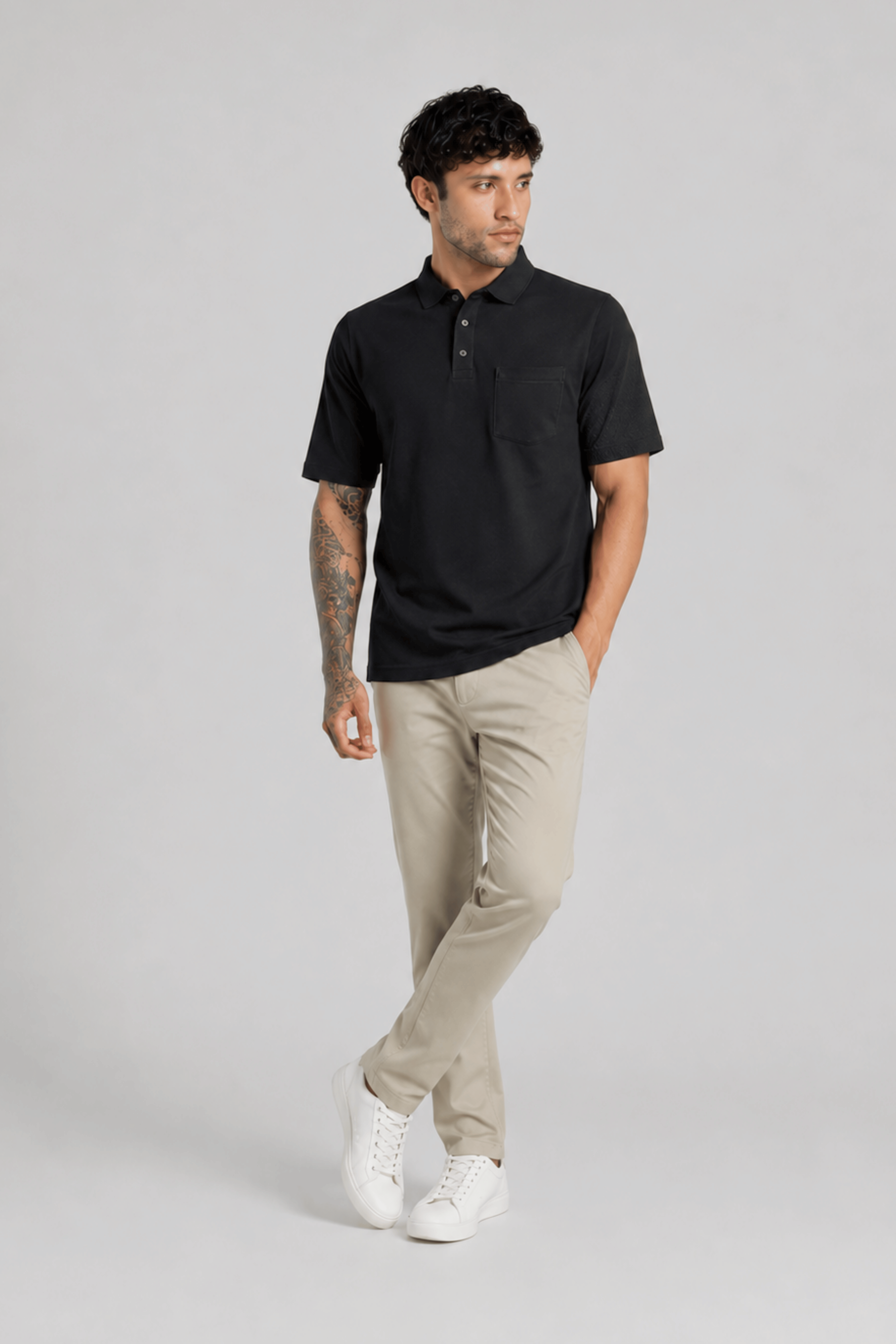 Black Pocket Polo