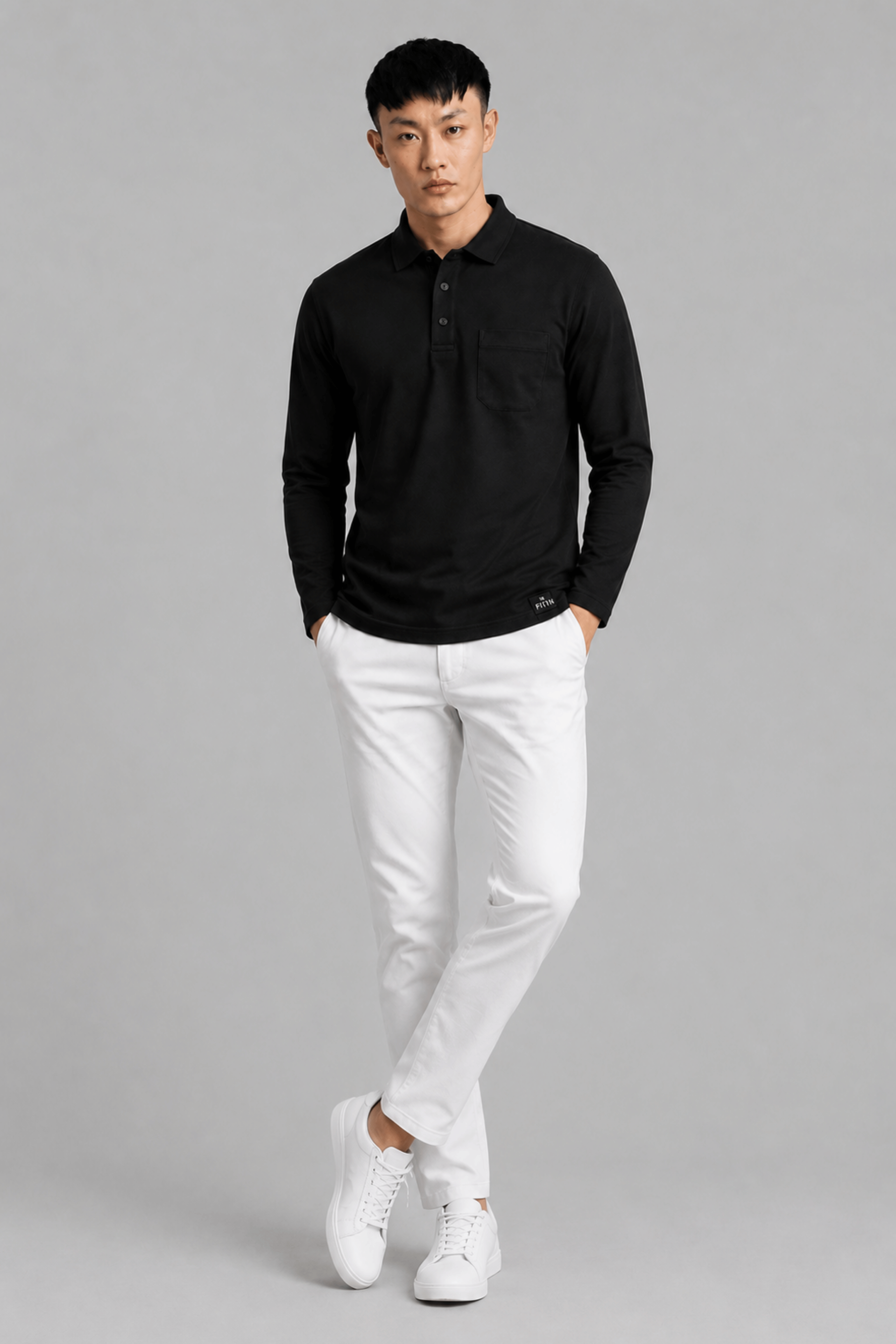 Pocket Black Full Sleeve Polo