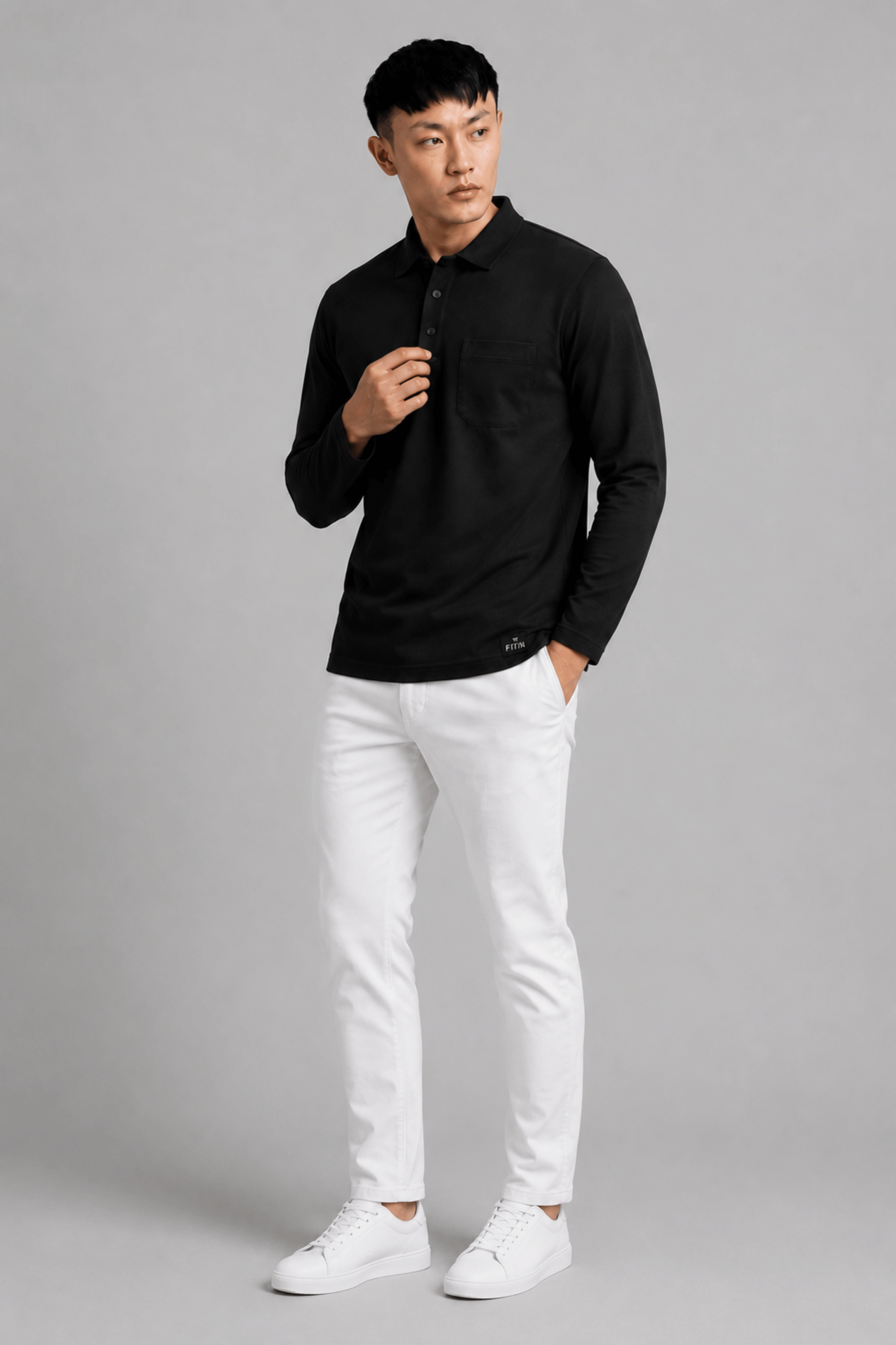 Pocket Black Full Sleeve Polo