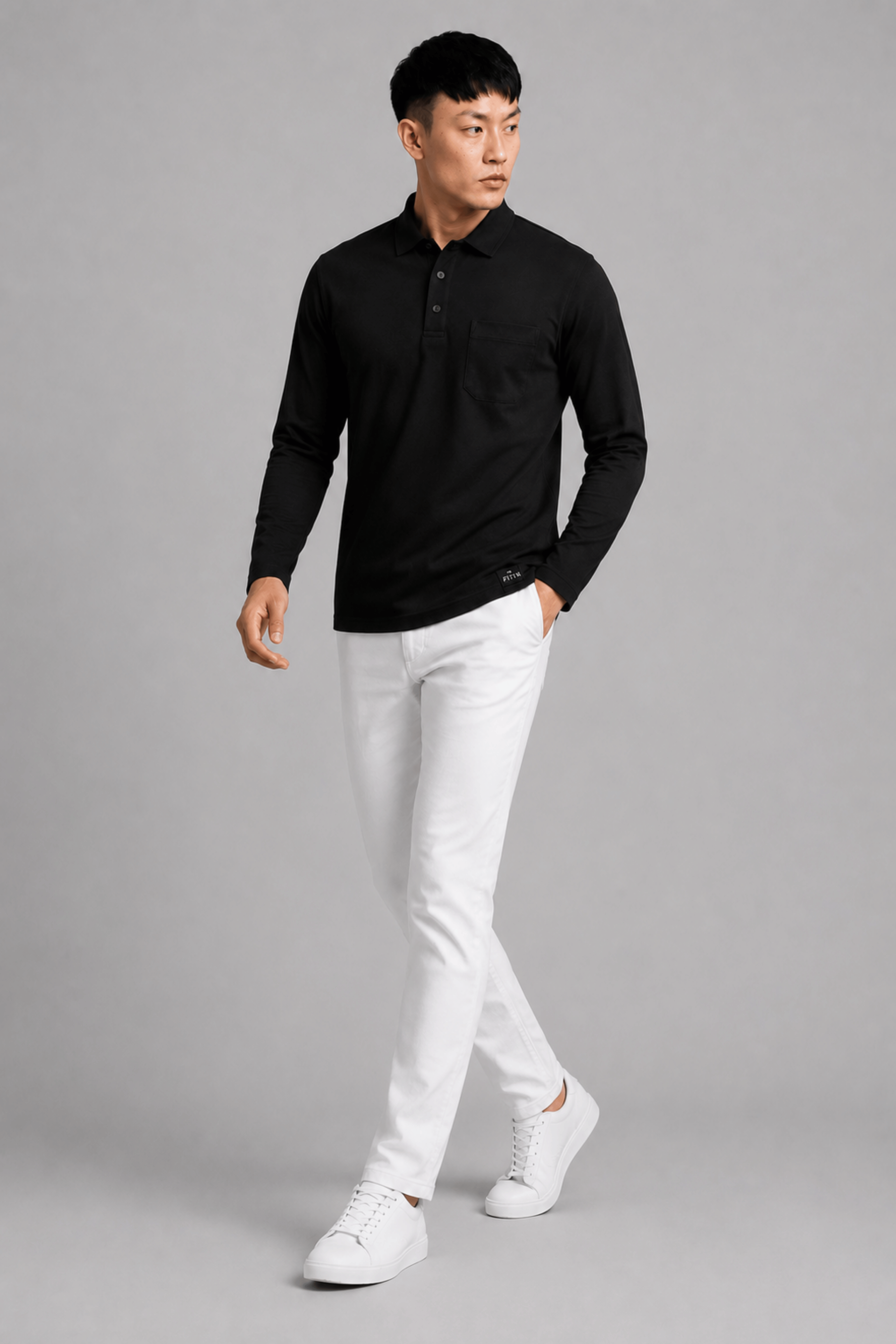 Pocket Black Full Sleeve Polo