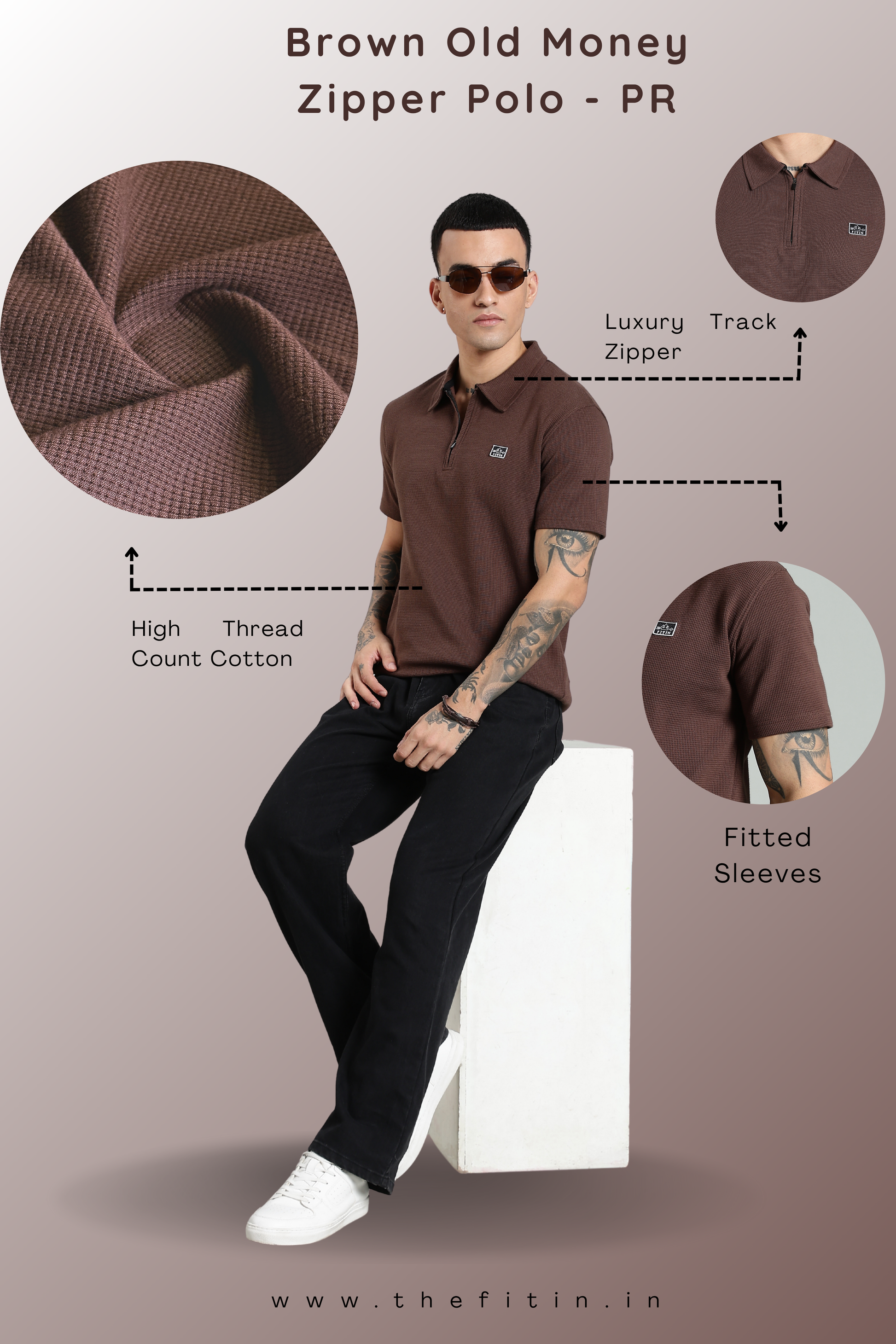 Brown Old Money Zipper Polo - PR