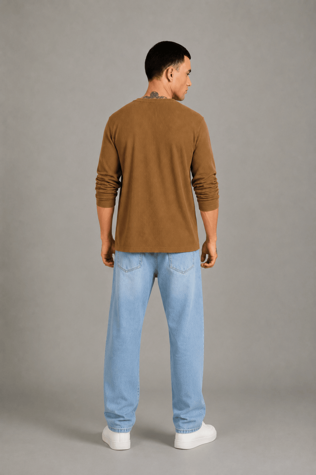 Camel Textured Full Sleeve Tee